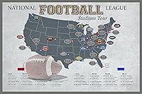 Vista 1 de Pro Football Stadium Scratch Off Map; Football Stadium Bucket List Poster; Football Gift; Football Fan; Football Stadium Travel Poster