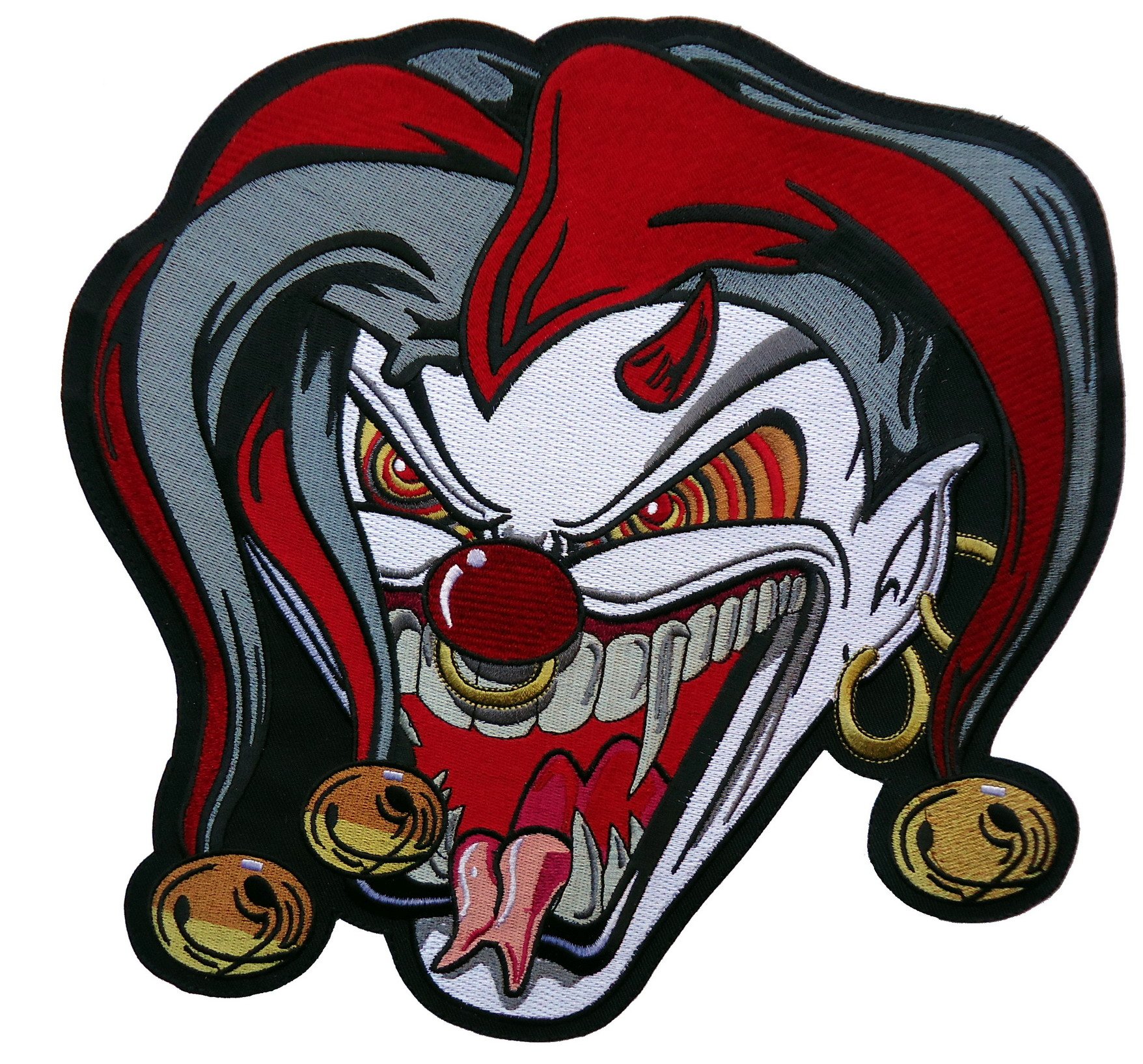Killer Clown Jester Face Embroidered [11 Inch] Biker Patch
