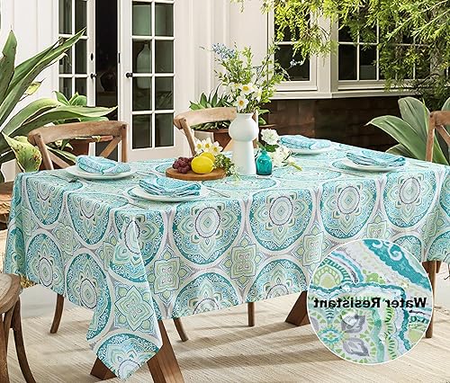 Miniatura 7 de Newbridge Santorini - Mantel cuadrado de tela, vidrio mosaico Santorini, 52 x 52 pulgadas, para interiores y exteriores, resistente a las manchas y