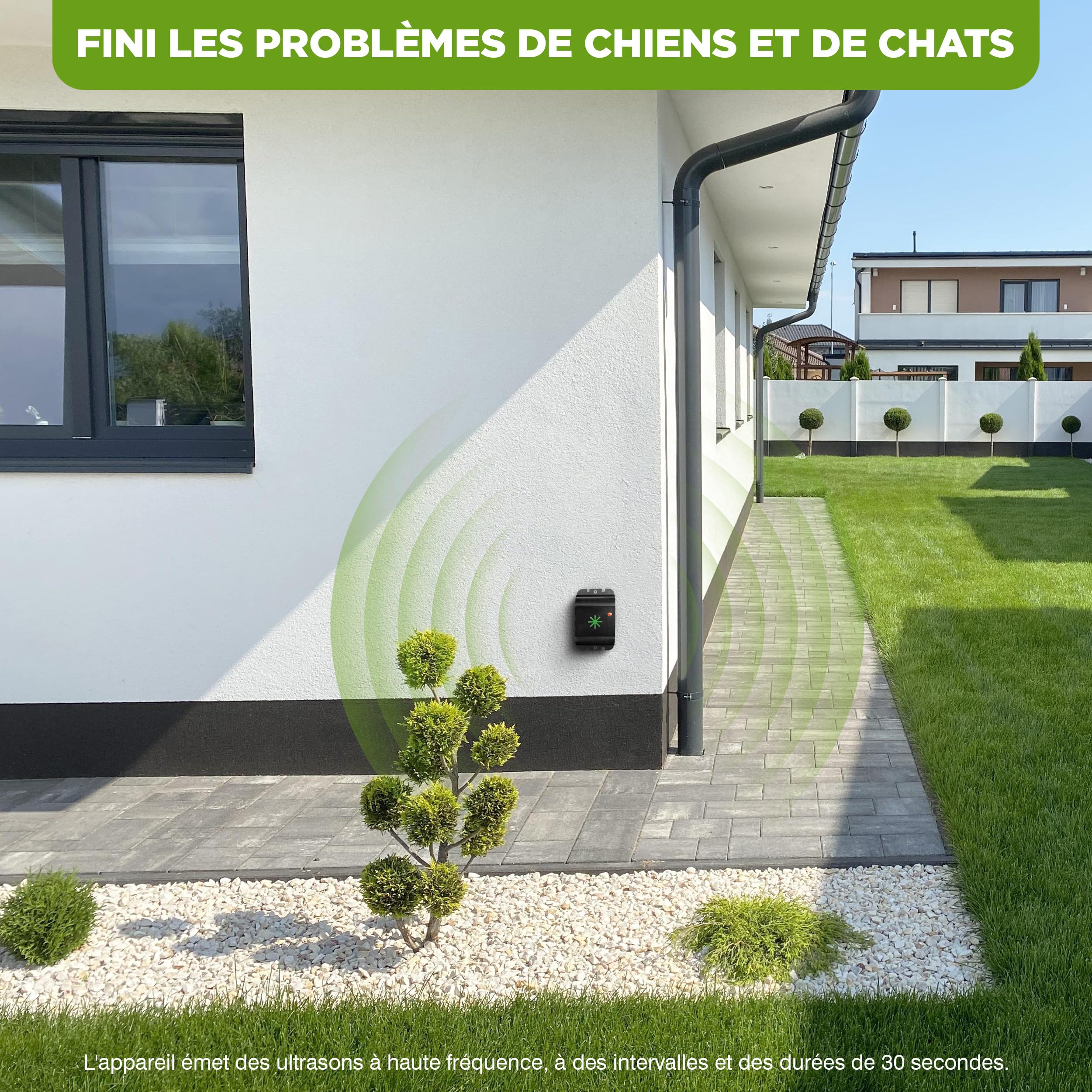 ISOTRONIC Anti Chat Chien Deratisation Ultrason Deratiseur Répulsif Electronique Produit Anti Nuisible Dispositif à ultrasons Elimination pour Maison Jardin Voiture - Lot de 2