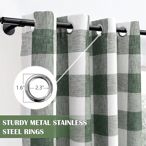 Vista 244 de DriftAway - Cortinas de ojales opacas, patrón a cuadros, forro térmico con aislamiento, blackout, impresas a cuadros, 2 capas, juego de 2 paneles
