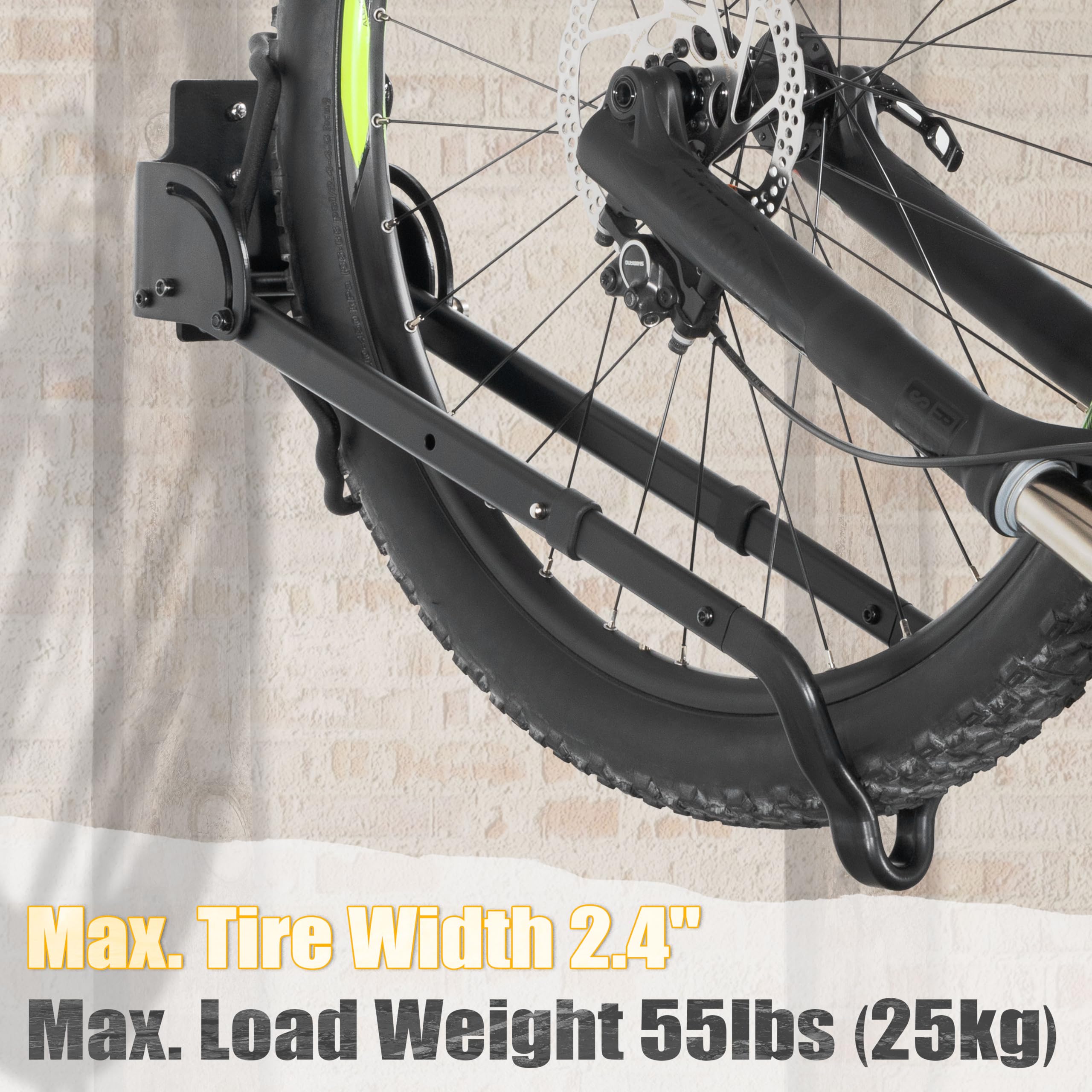 CyclingDeal Fahrrad-Wandhalterung, vertikal, verstellbar, faltbar, für 50,8 cm - 73,7 cm (20 - 29 Zoll) MTB 700C Rennräder Zuhause Garage Lagerung - Max. Reifenbreite 6,1 cm - 1 Packung