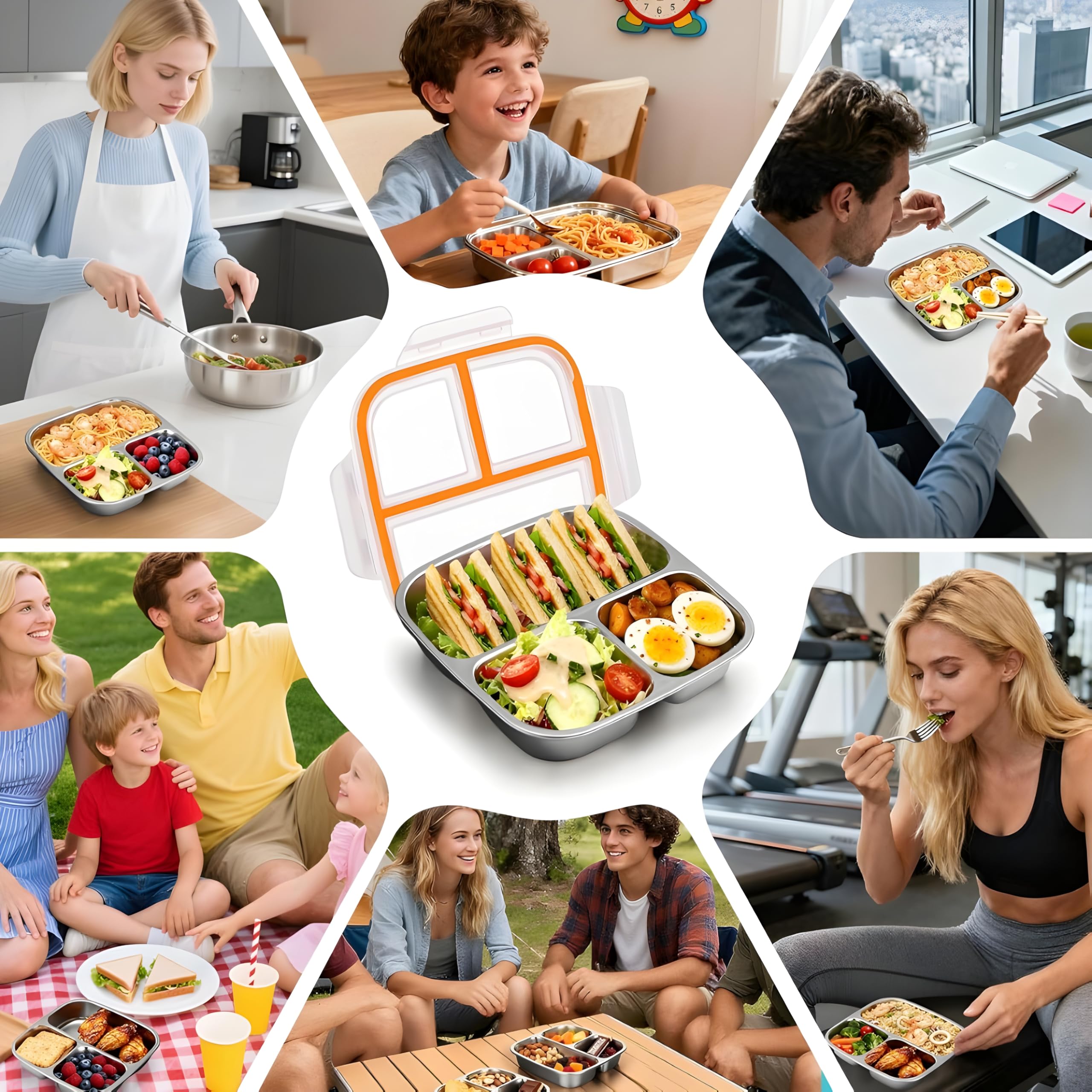 Motka Stainless Steel Lunch Box - 3 Compartments -7