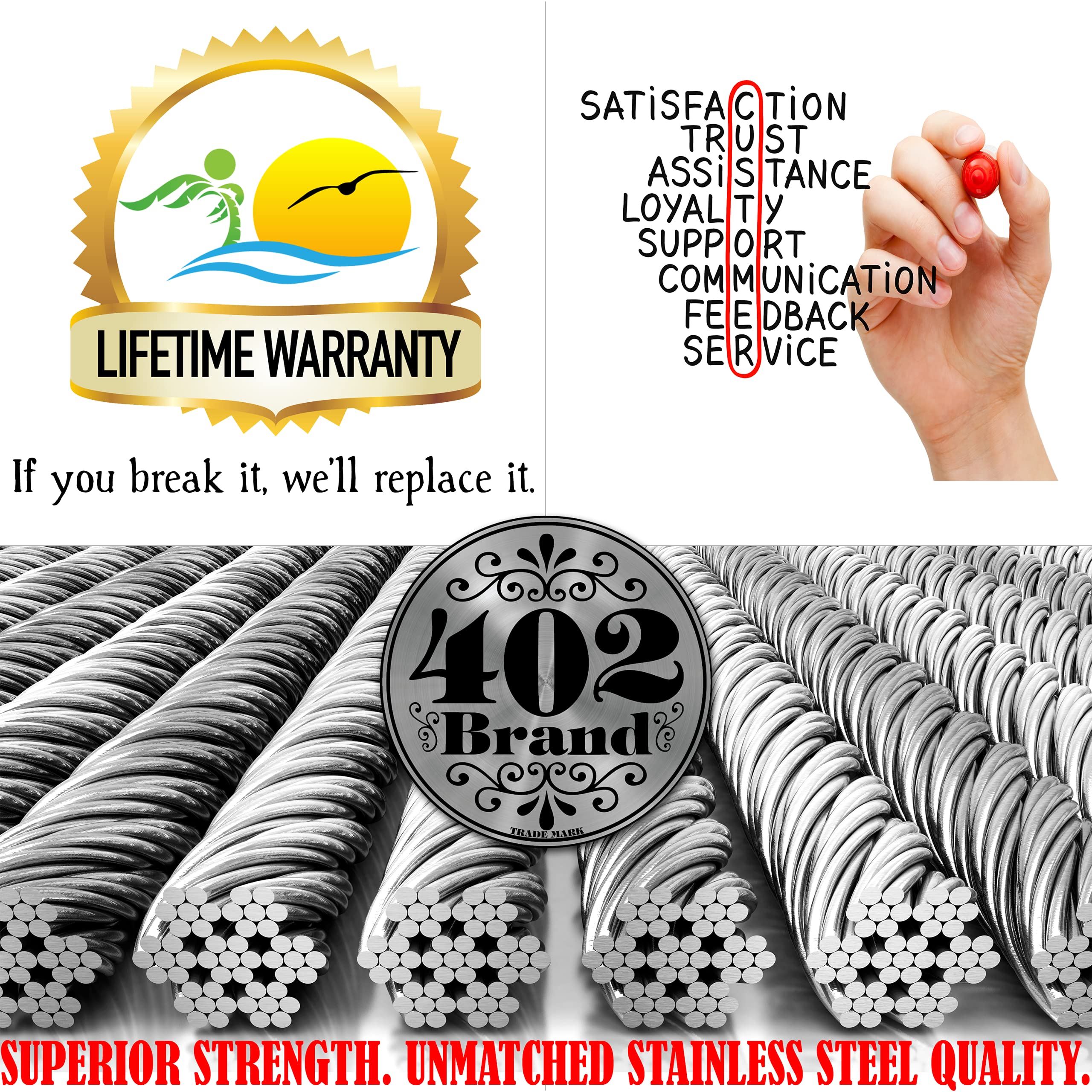 Buy 402 Brand Stainless Steel Door Restraint Kit. Made in USA