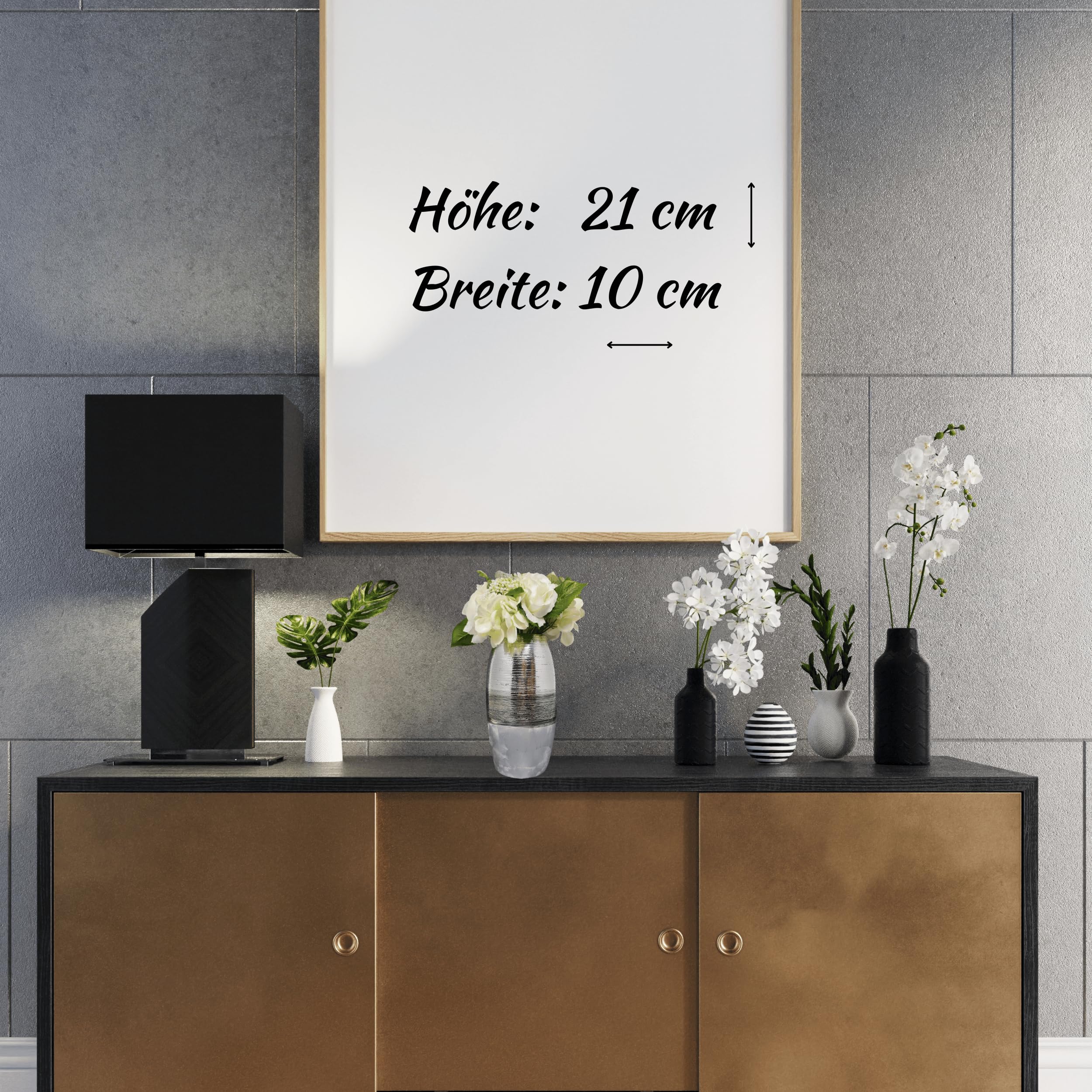 Vaso Da Tavolo Moderno In Ceramica Gilde | Colore Argento/Antracite | Altezza 24,5 Cm | Decorazione Elegante Per Casa E Ufficio