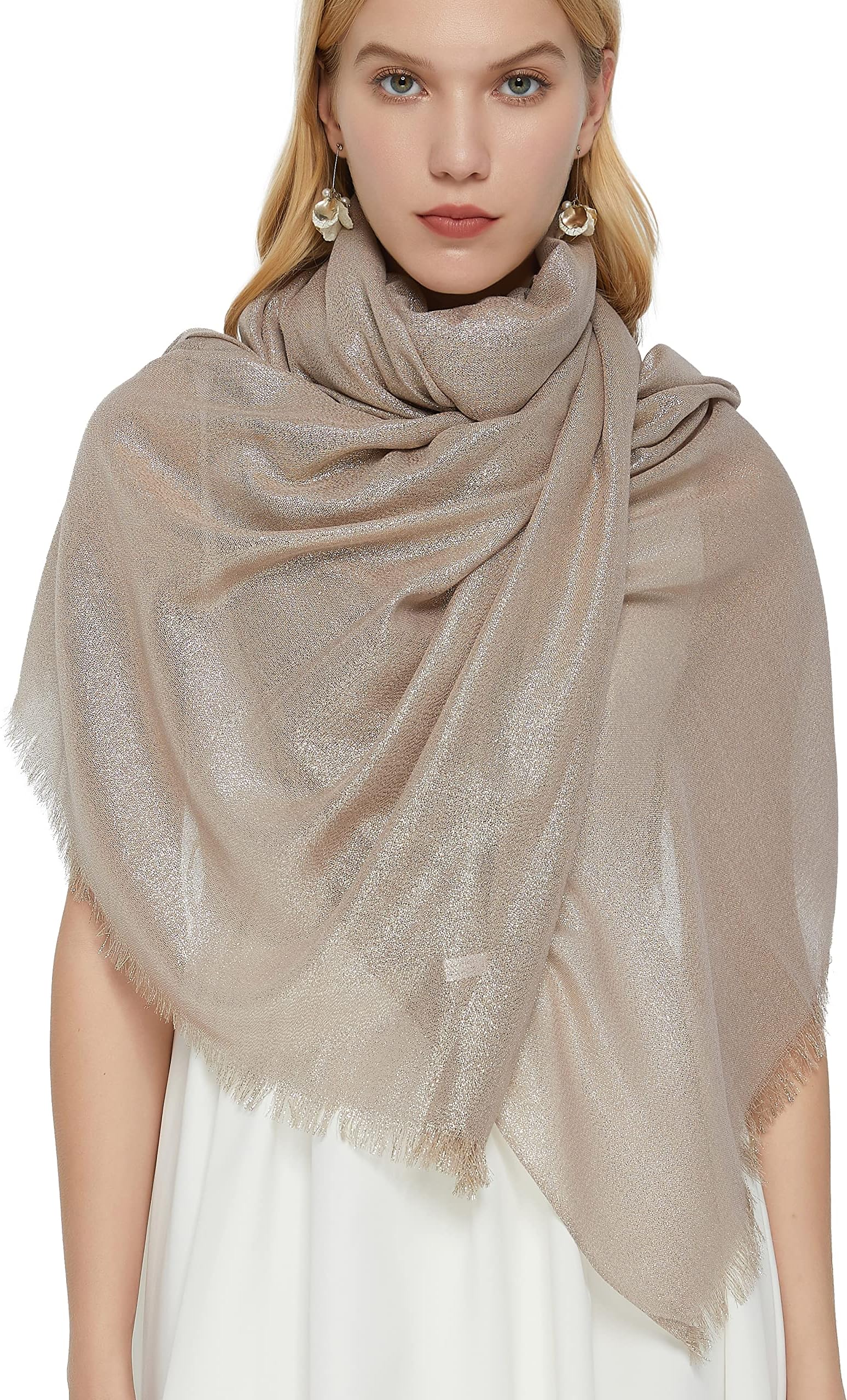 PANTONIGHT Women's Sparkling Metallic Evening Shawl Lightweight Wedding Shawl Extra Large Dressy Shawls and Wraps for Party