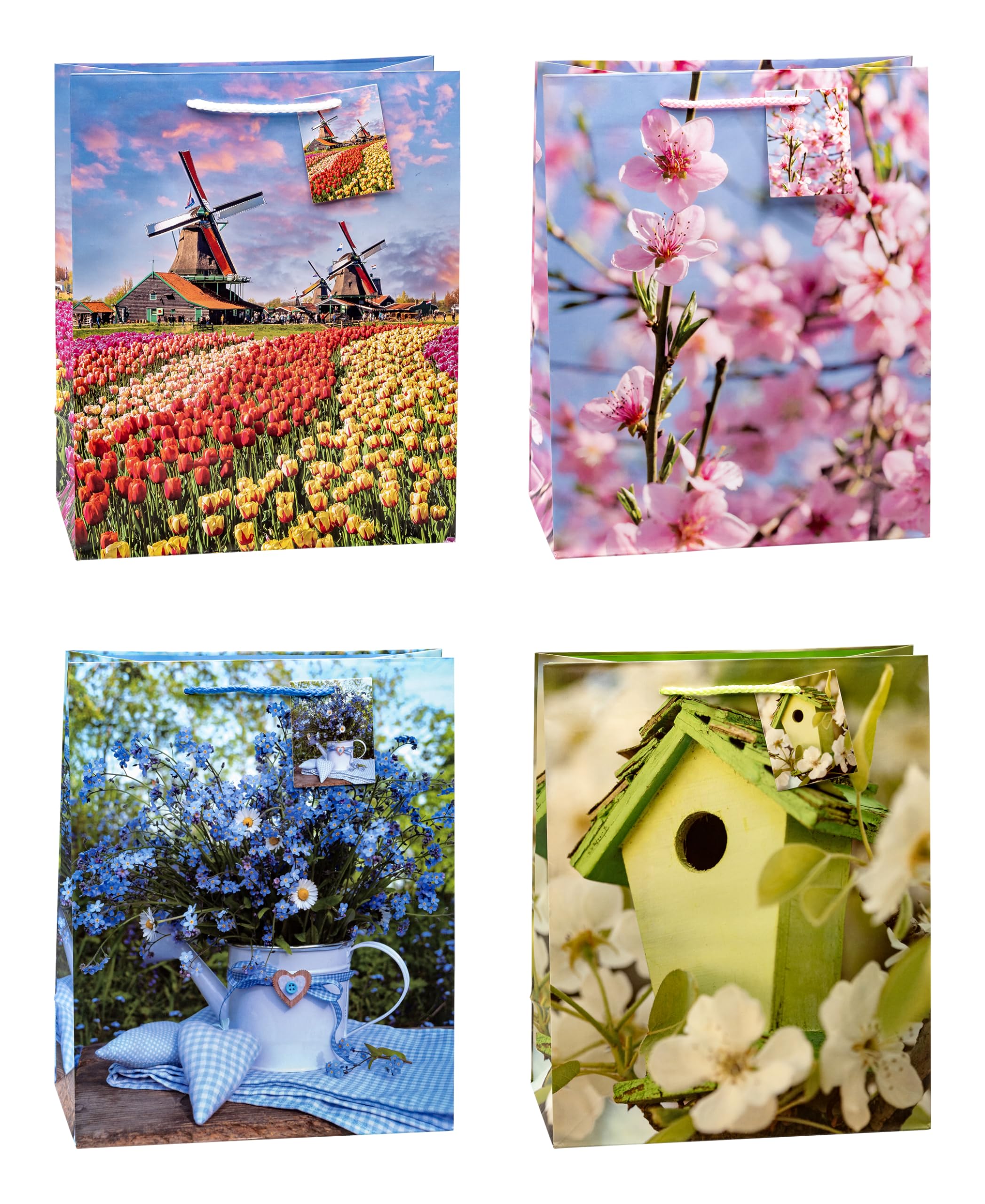 Sac cadeau TSI Série Printemps grand format lot de 12 idéal pour les fêtes