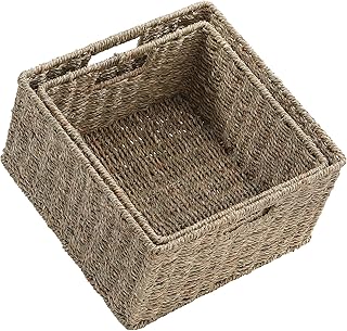 Sponsored Ad - HOONEX Wicker Storage Baskets for Organizing, Decorative Woven Seagrass Baskets for Storage with Carrying H...