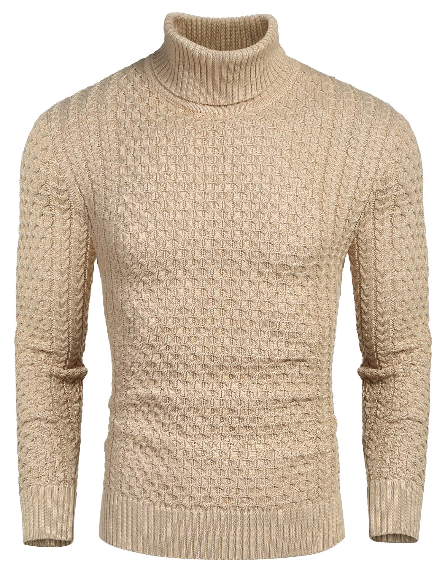 COOFANDY Men's Slim Fit Turtleneck Sweater Casual Knitted Pullover Sweaters