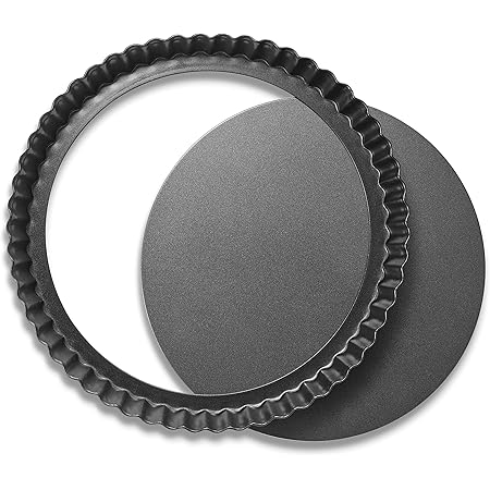 HONGBAKE Round Tart Pan 9 Inch with Removable Bottom, Nonstick Quiche Baking Pan for Oven, Tarts Tin for Cheese Cakes, Desserts