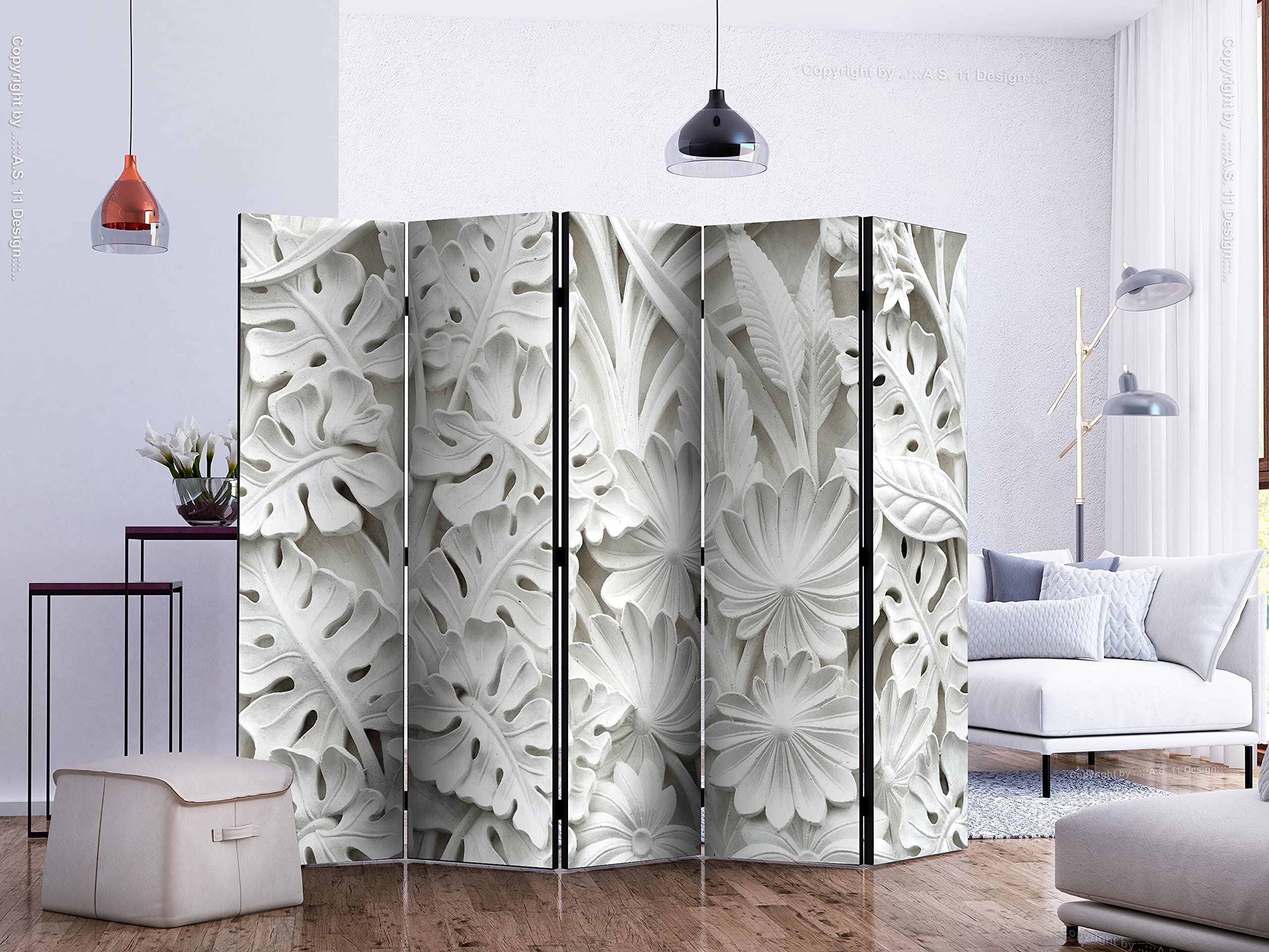 murando - Paravento da Interno Fiori 225x172 XXL 5 Parti - Stampa Bilaterale - Pannelli Fonoassorbenti - Divisoria Separe per Ufficio Paraventi Decorazioni Moderno Soggiorno - Foglie f-B-0058-z-c