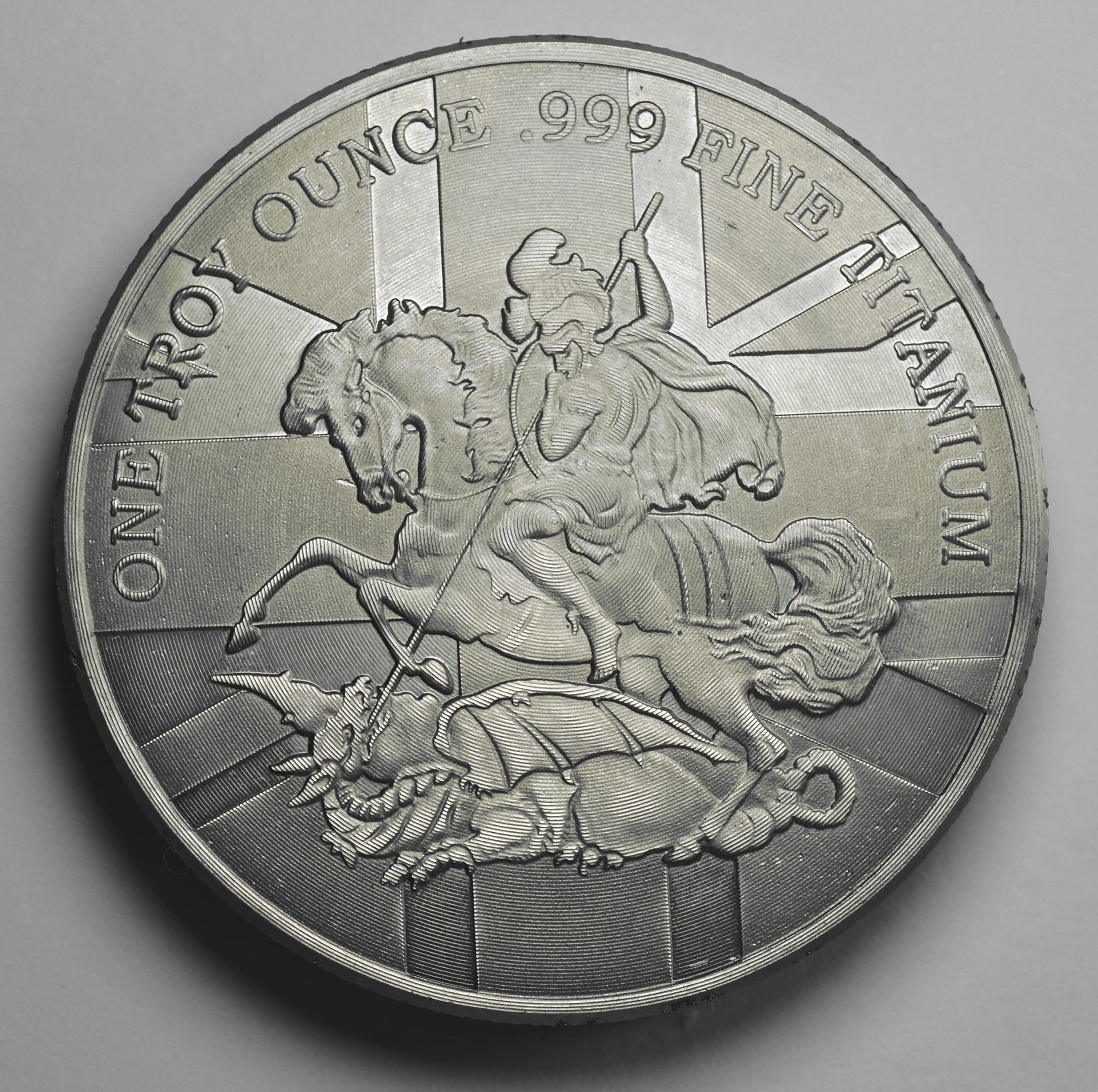 Fine/Pure .999 TITANIUM Coin/Round/Bar. ST GEORGE & THE DRAGON. One Troy Ounce 31.1g. Investment/Bullion