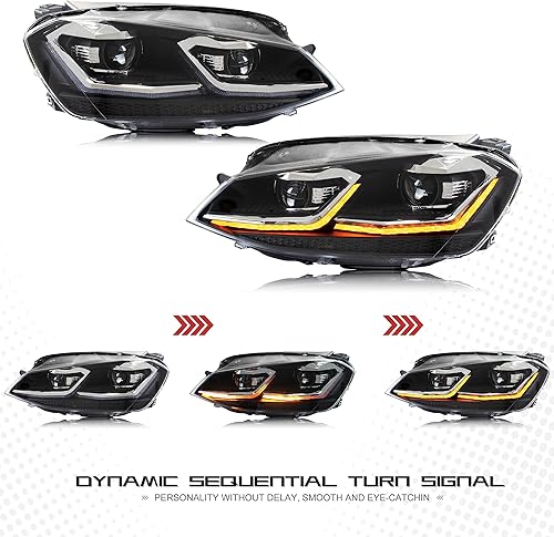 Miniatura 3 de inginuity time Faros delanteros LED para Volkswagen Golf 7 VII MK7 2015 2016 2017 con indicador secuencial de reemplazo de proyector delantero