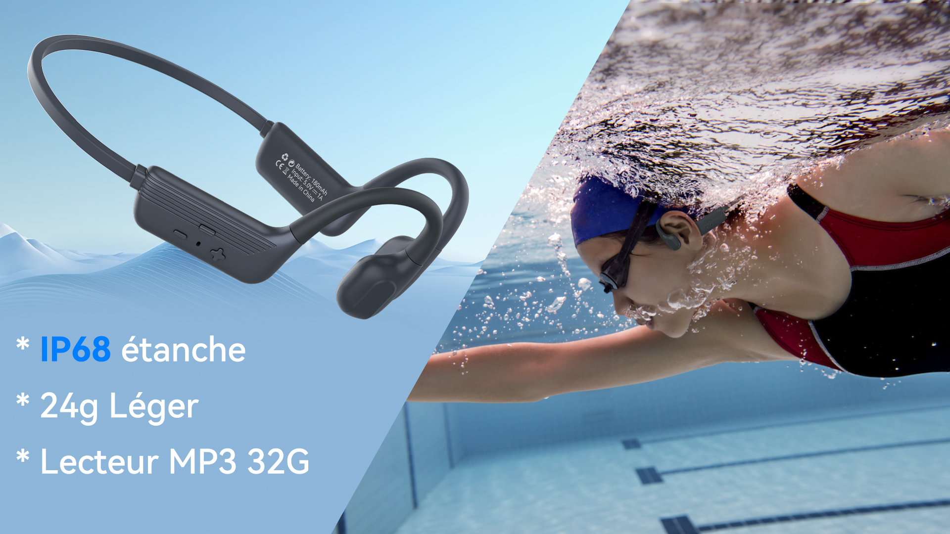 Casque À Conduction Osseuse, Écouteurs Sport Sans Fil Bluetooth 5.3