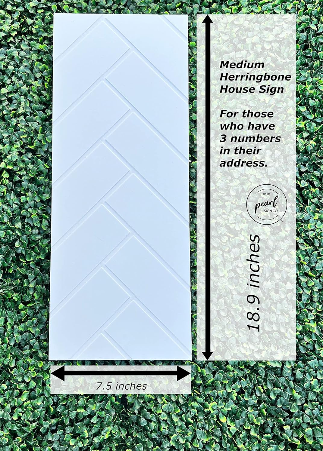 House Address Number Sign, Herringbone Design Plaque (Small - 2 House Numbers)