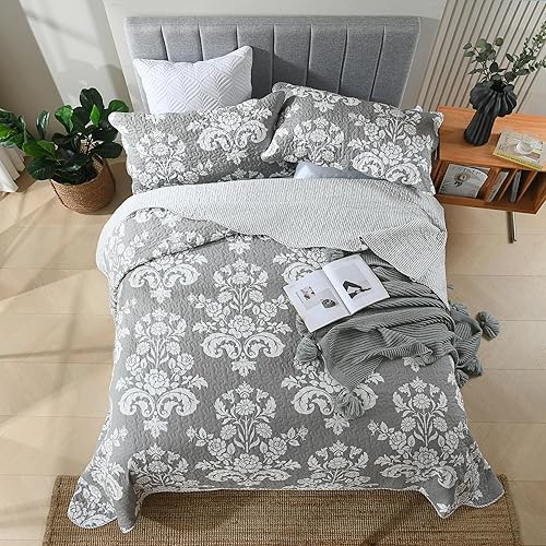 Vista 85 de Juego de edredón bohemio Queen, edredón 100% algodón, tamaño Queen, color beige, bohemio, estampado a rayas, ligero, reversible, para todas las Avena