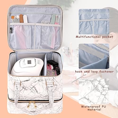 Miniatura 4 de Organizador de esmalte de uñas, bolsa de almacenamiento de esmalte de uñas de doble capa, funda de transporte con capacidad para 42 botellas con