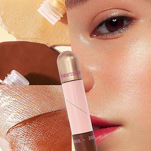 Miniatura 5 de Contorno líquido 2 en 1 e iluminador líquido con aplicador integrado en diseño de tubo de corazón plegable, perfecto para contornos y resaltados