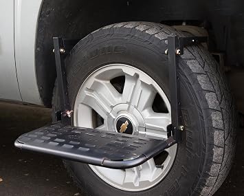 HitchMate Heininger TireStep Adjustable Step for SUVs, RVs & Trucks, Fits Tires Up to 12.5 Wide, 22x10 Platform, 400 lb Capacity, Folds Flat, Storage Bag Included, Easy Roof & Engine Access