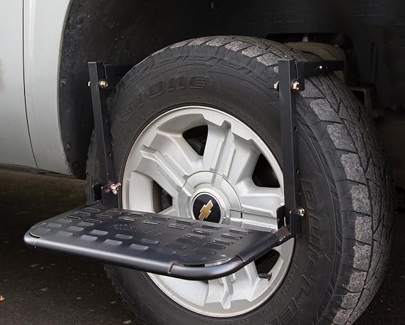 HitchMate Heininger TireStep Adjustable Step for SUVs, RVs & Trucks, Fits Tires Up to 12.5 Wide, 22x10 Platform, 400 lb Capacity, Folds Flat, Storage Bag Included, Easy Roof & Engine Access