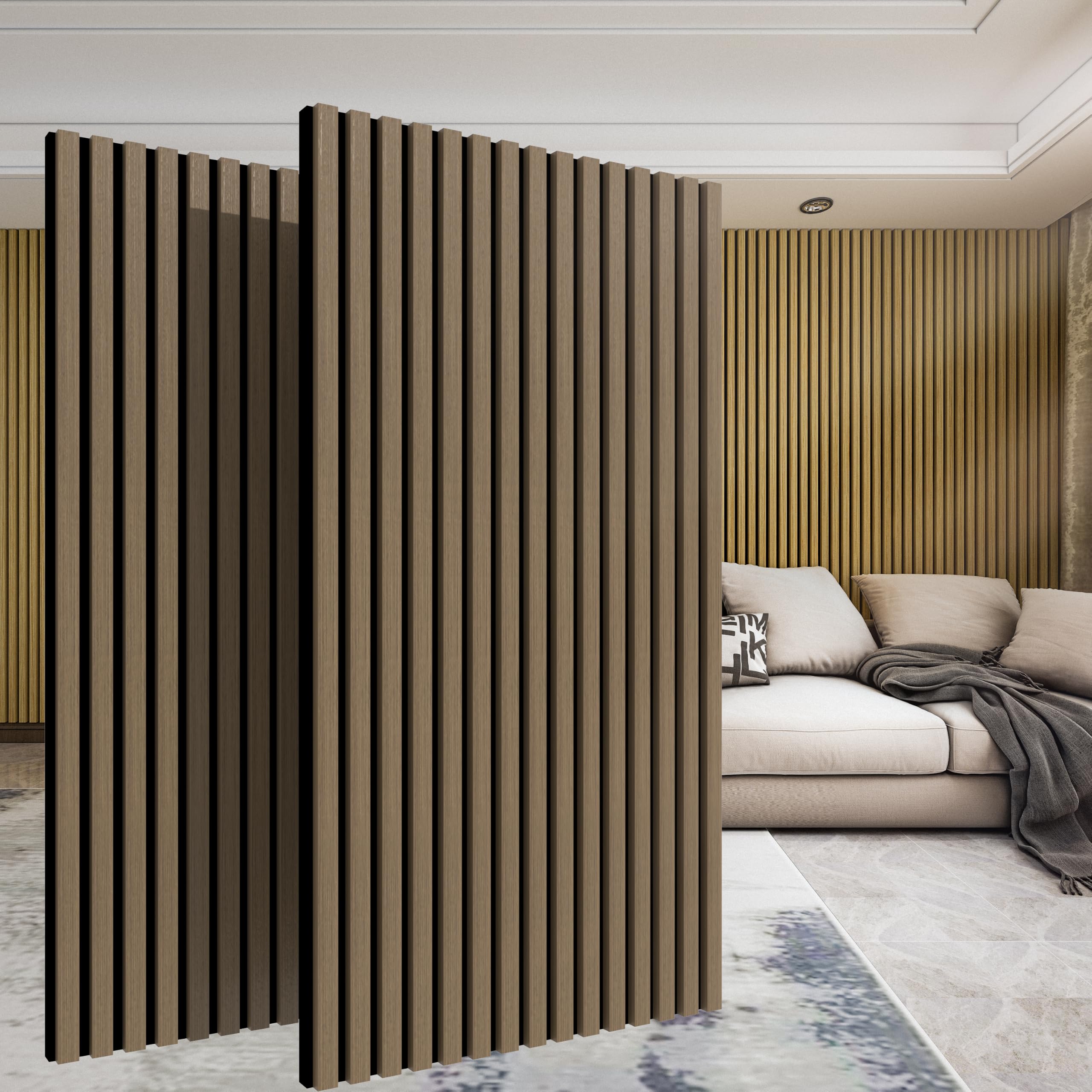 AMIGO Paneles 3D Acusticos de Madera Autoadhesivo,Pack 2 Aislante Acustico Decorativo,120x60x2.1 cm Insonorizacion Acustica Pared, Doble Capa Palilleria Insonorizar,roble claro