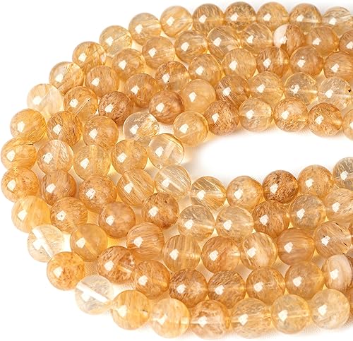 Miniatura 7 de Cuentas de sándalo dorado natural, cuentas redondas sueltas para bricolaje pulseras y collares, joyería de HIXHRO 45 piezas con hilo elástico