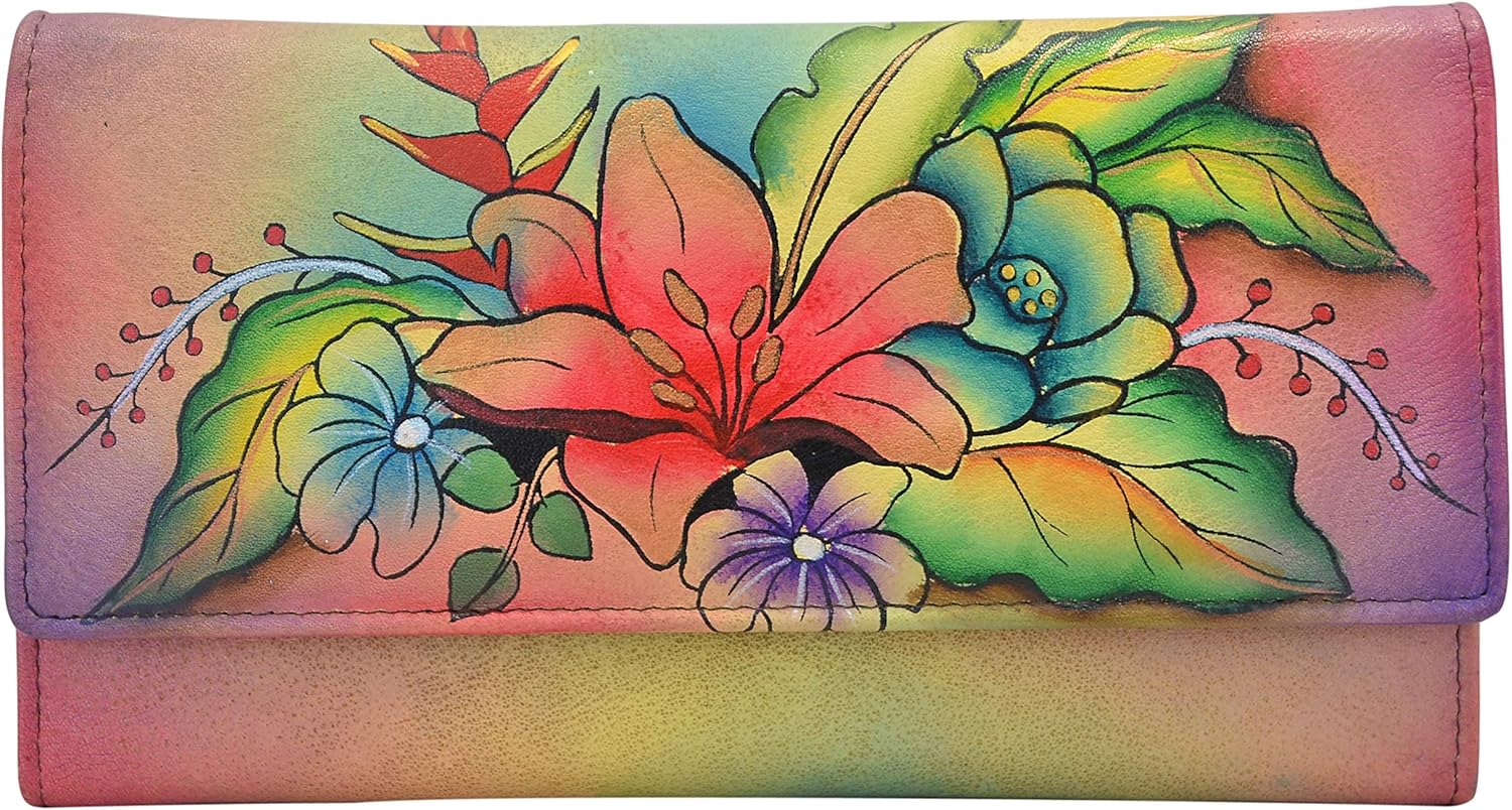Anna by Anuschka Women's Hand Painted Genuine Leather Multi Pocket Wallet
