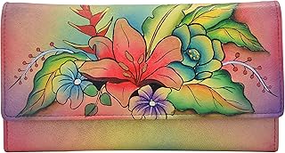 Hand Painted Genuine Leather Ladies Multi Pocket Wallet