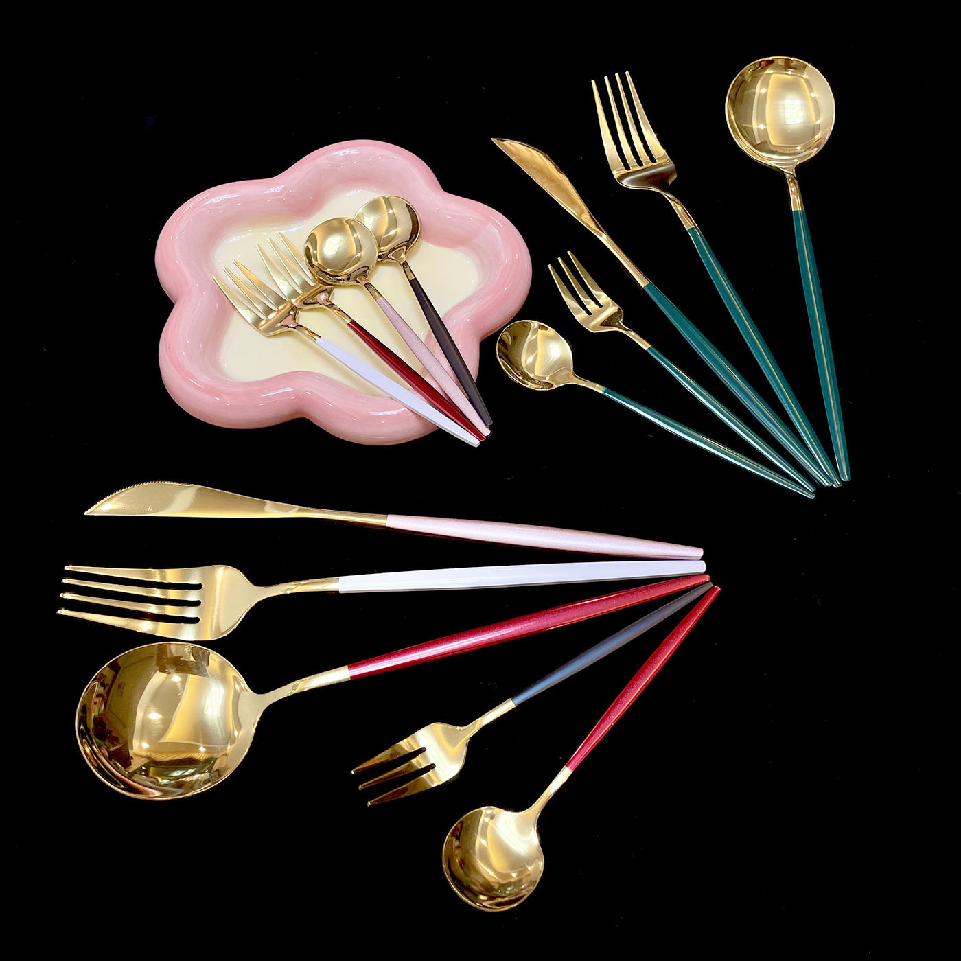 20 Pièces En Acier Inoxydable Ensemble De Couverts, Motif Poli, Avec