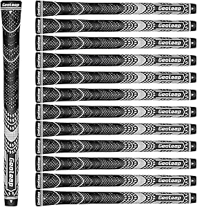 Geoleap Golf Grips Set of 13- Cord Rubber Compound Material, Hybrid Golf Club Grips, All Weather Performance.