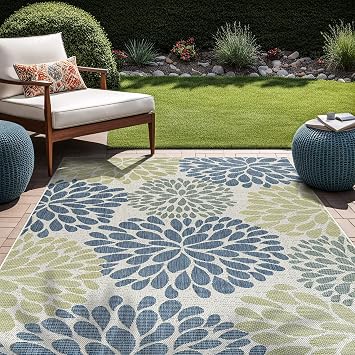 Beverly Rug Outdoor Rug 5x7 Modern Exotic Tropical Leaf Area Rugs for Indoor and Outdoor Patio Deck Porch Garden Water Resistant Washable Outside Carpet (5 x 7 Olive)