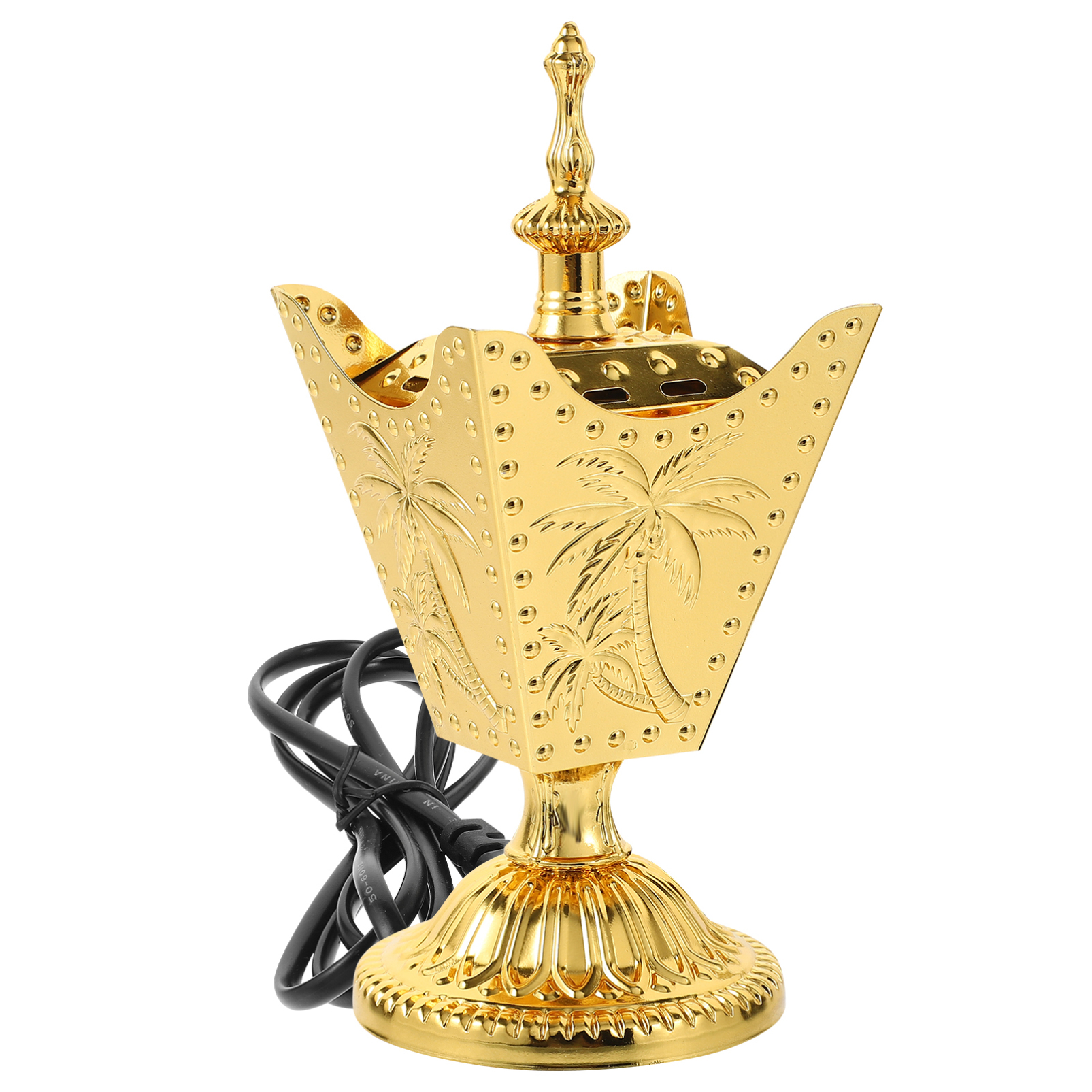 EXCEART Electric Incense Burner Metal Censer Plug-in Golden