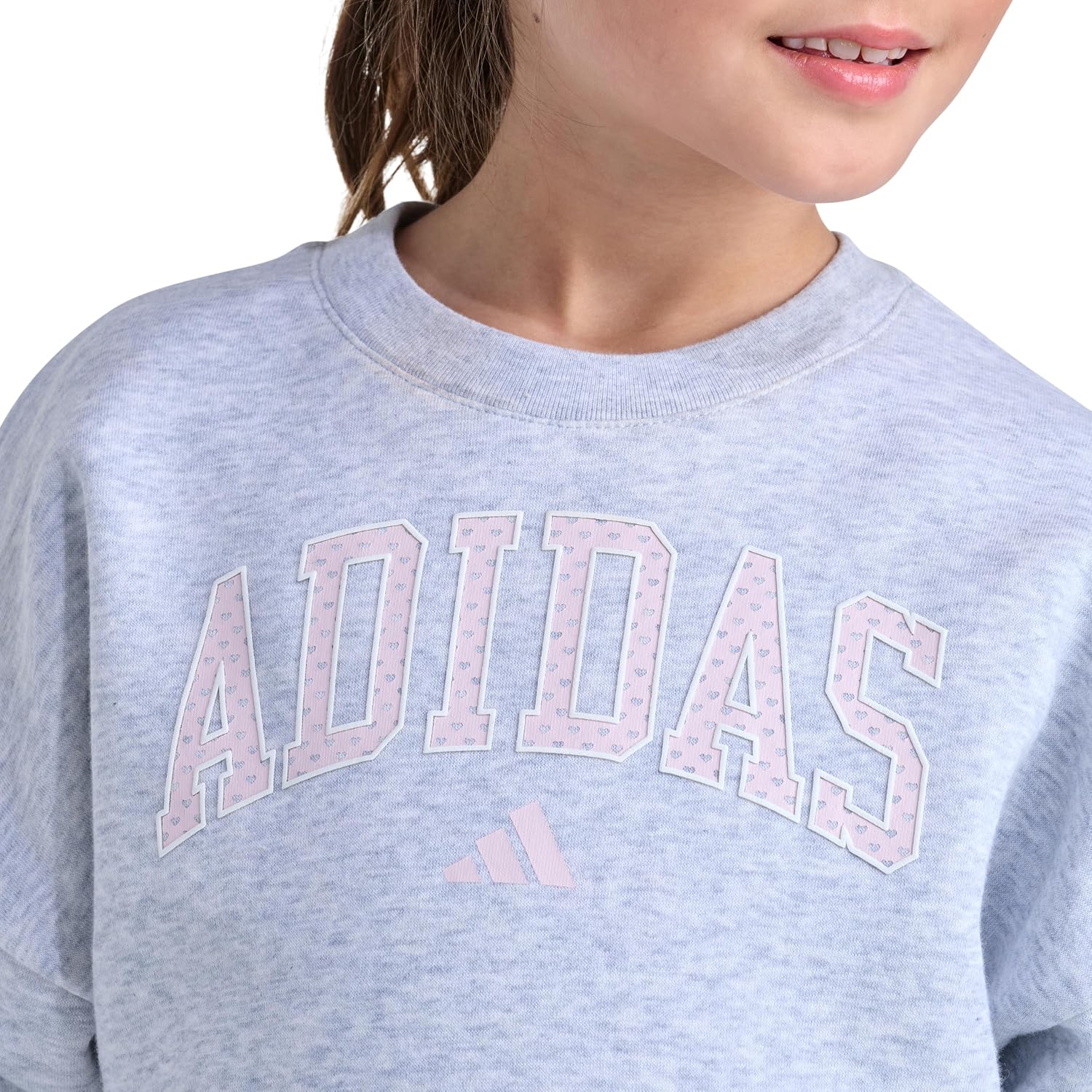 adidas Kids Girls Two-Piece Long Sleeve Heather Crewneck And Kick Flare Set Casual - Grey