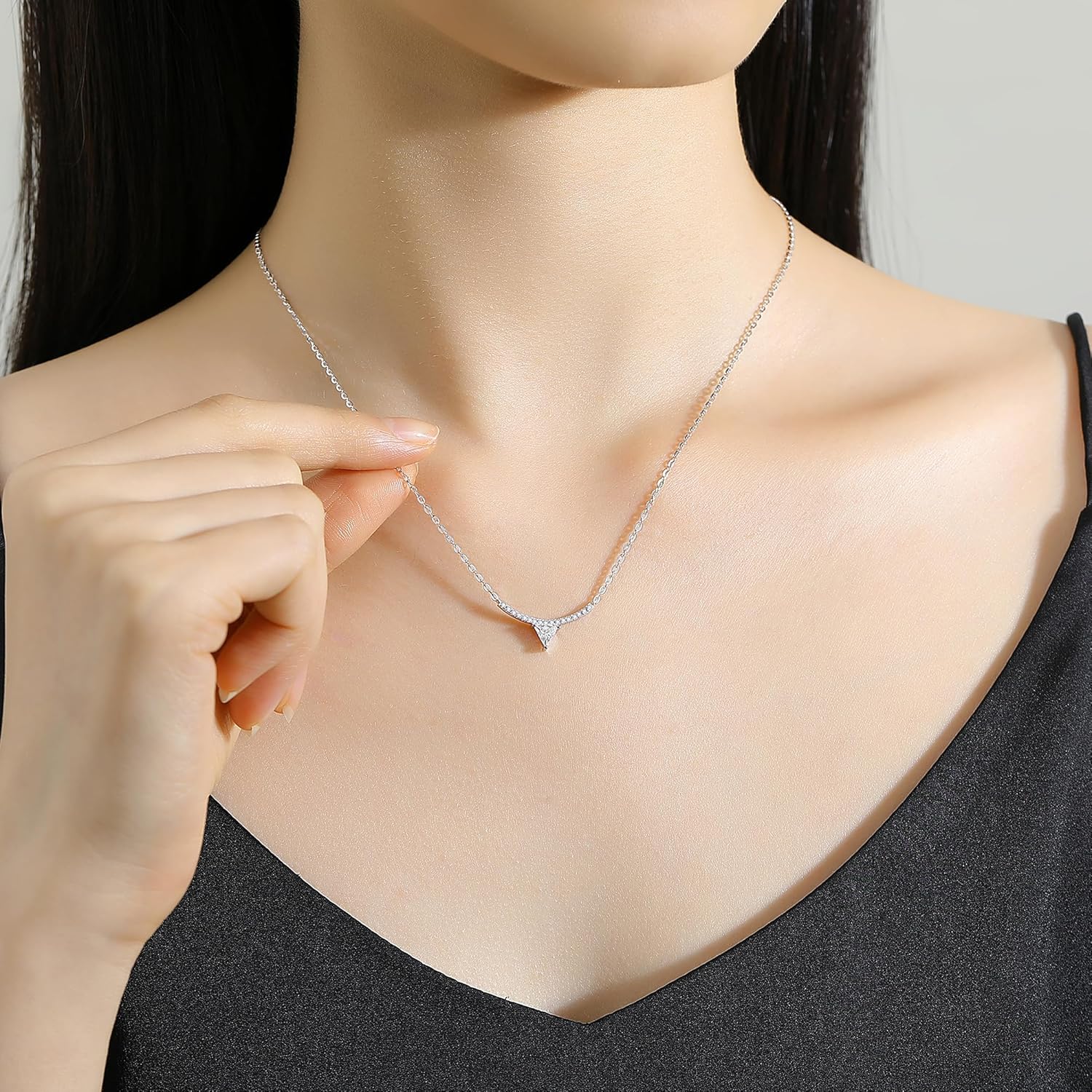 Moissanite Necklace 925 Sterling Silver Necklace Plated 18K White Gold Pendant Necklace For Women Valentines Day Gifts For Her - Image 4