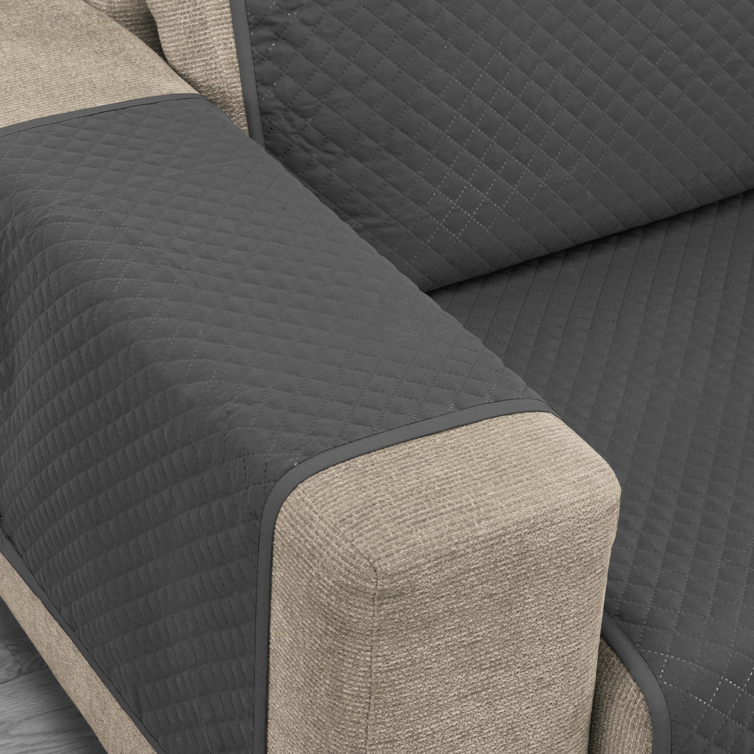 Martina Home Cubre Chaise Longue Acolchado Diamond, 280 cm, Antracita - Universal