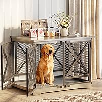 Vista 11 de COZPAW Muebles de jaula para perros, jaulas de 48 pulgadas para perros medianos/medianos, de madera, para perros, jaula resistente para interiores