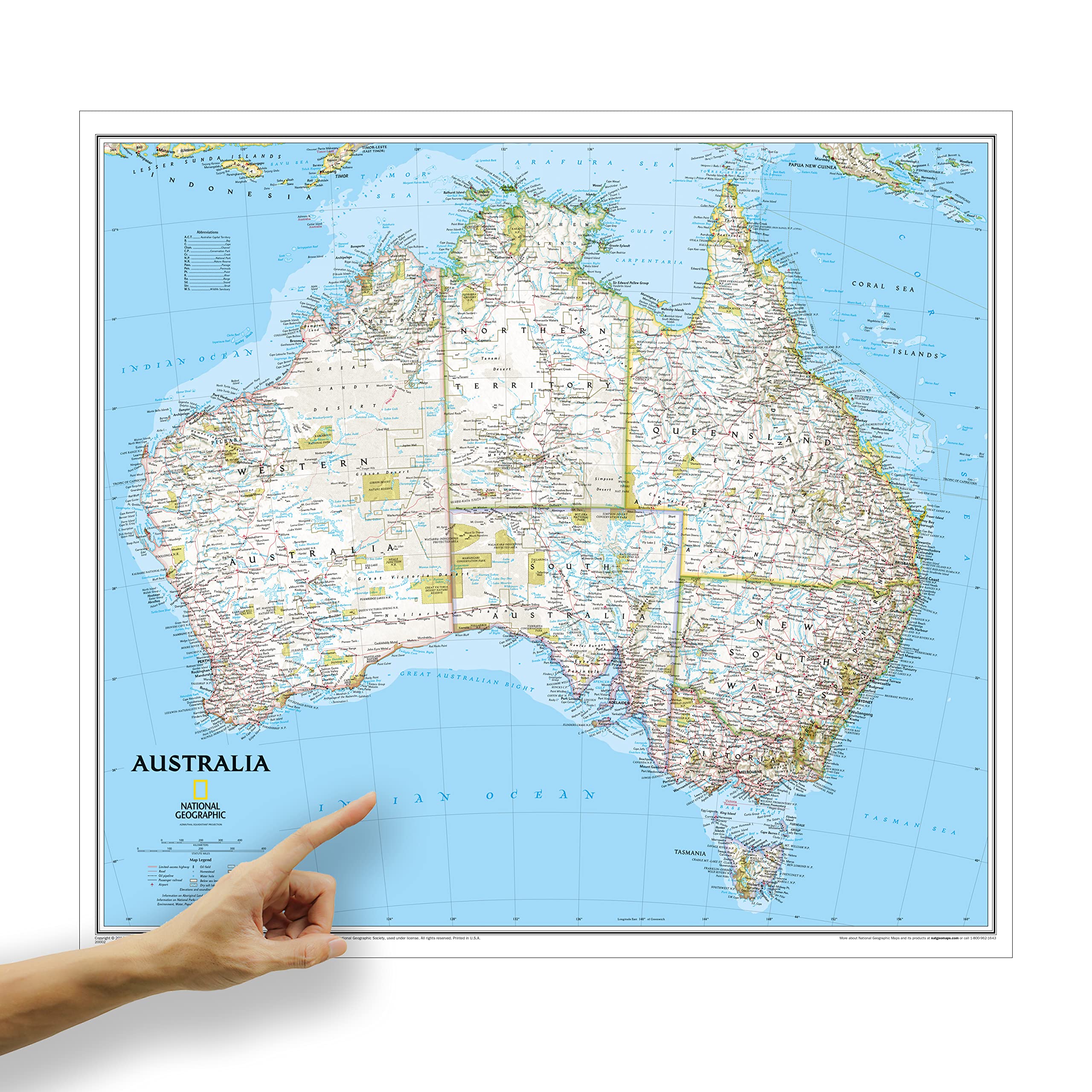ORBIT Globes & Maps - Australien Landkarte, Kartenbild von National Geographic - Landkarte classic, 77 x 69 cm, englisch