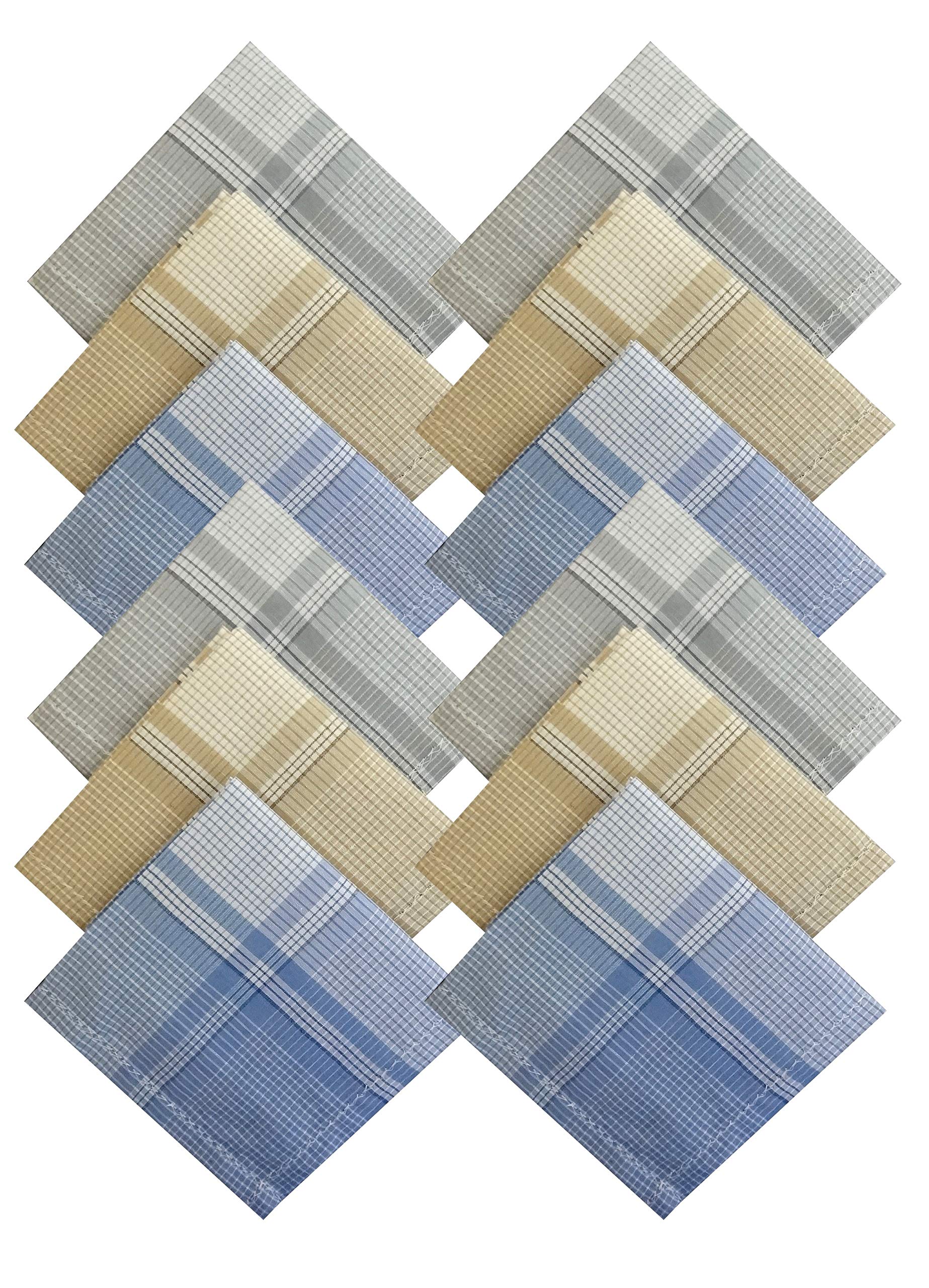 s4s Men's 100% Cotton Premium Handkerchiefs/Hankies (Light Color Checks_48CM X 48CM)-picture-49