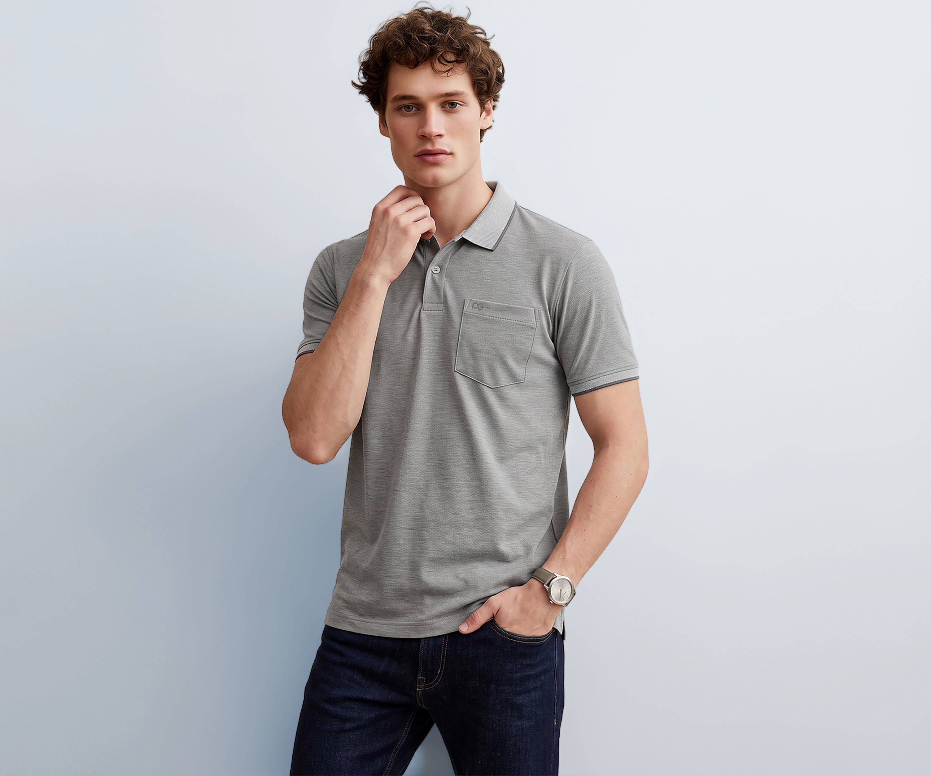 Peter England Men's Premium Regular Fit Half Sleeve Polo T-Shirt with Pocket | Cotton Rich | Birds Eye Interlock Weave