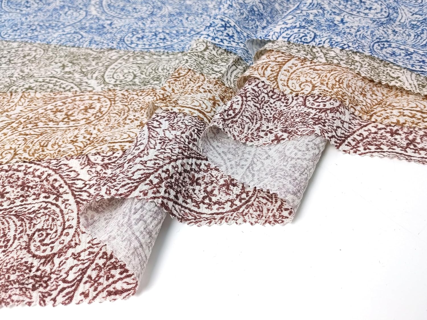 Linen Rayon Blend Fabric by The Linen Lab – Lightweight, Soft, 42"~43" Wide, Pre-Washed Material for Sewing, Clothing, Crafts & DIY (3 Yard pre Cut, Paisley Navy with Subtle Wrinkle Effect)