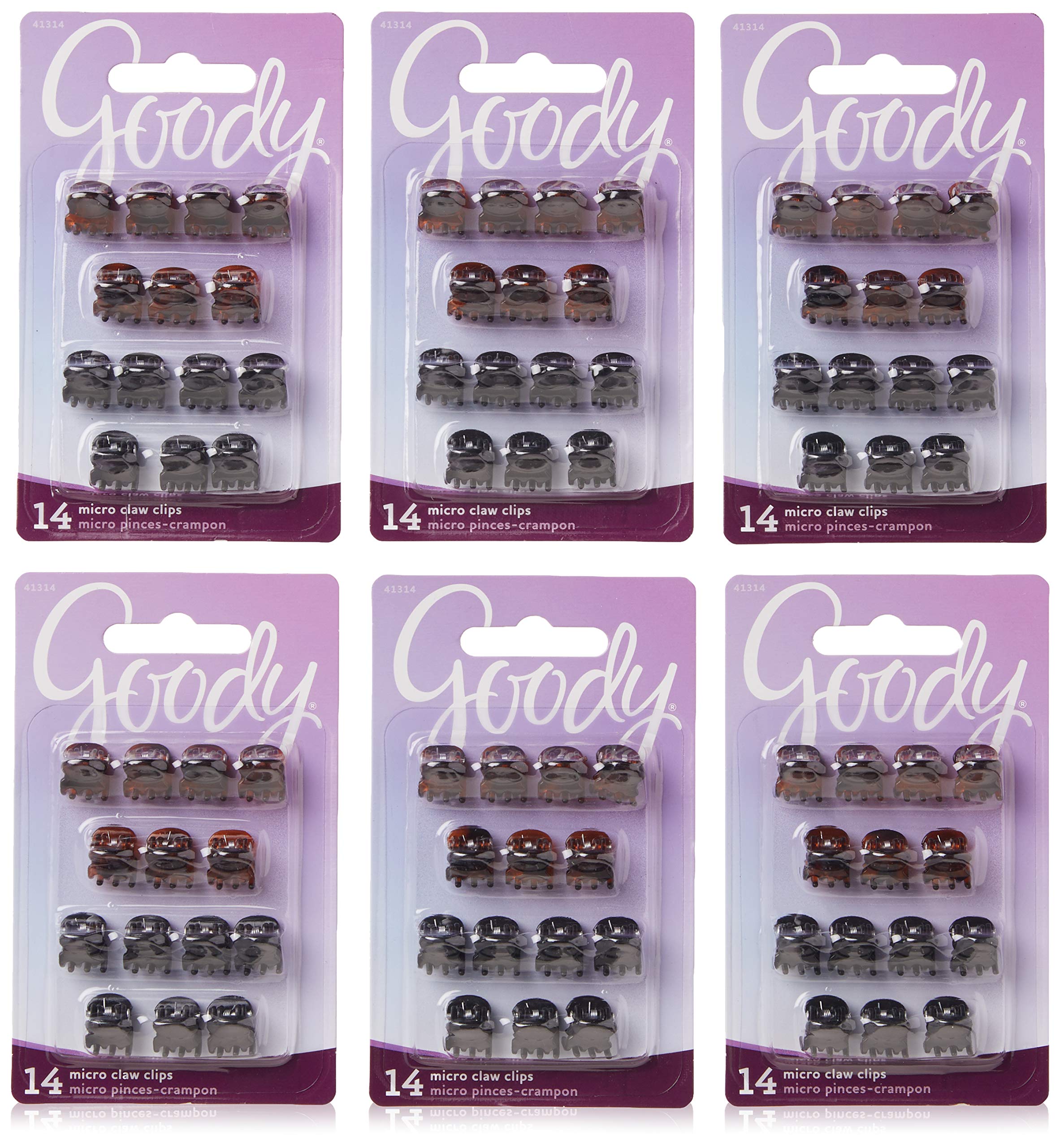 Goody Claw Hair Clips, Micro, Assorted Colors, 14-count, (Pack of 3) (1942362)