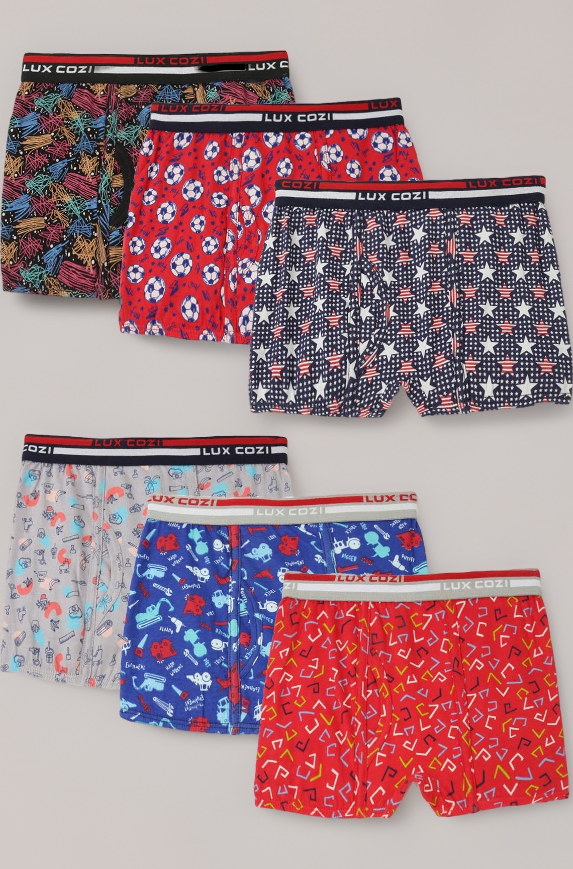 100% Cotton Outer Elastic Semi Long Print Trunk for Boys | Color & Prints May Vary |Pack of 6