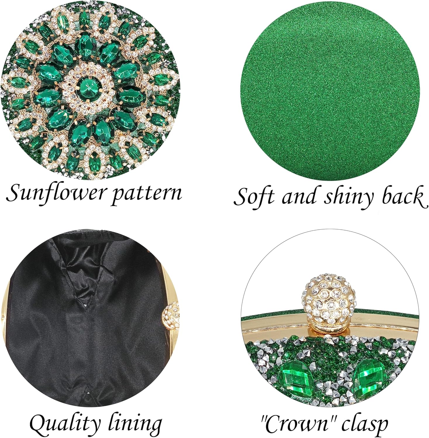 Rhinestone Clutch Purses for Women Evening Wedding Formal Round Pearl Clasp Handbag for Party Prom - Image 4