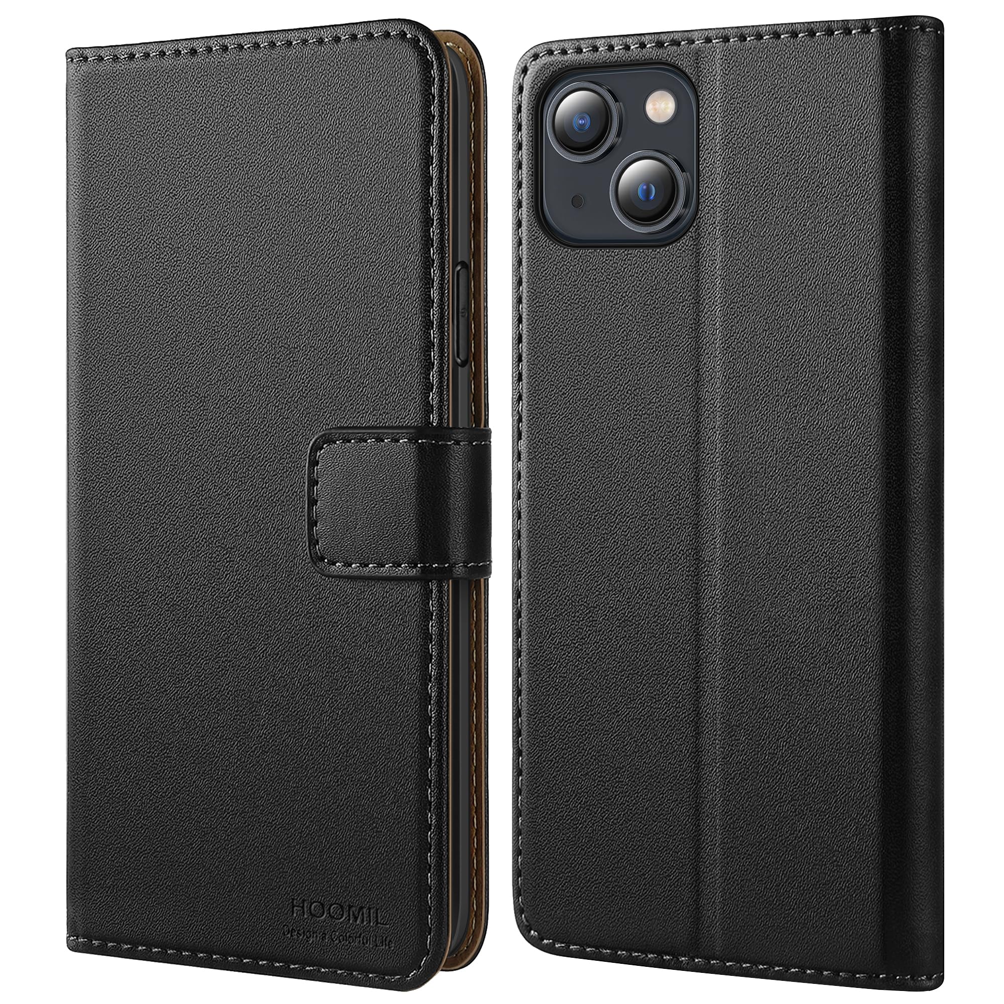 Leder-Handyhülle Mit Magnetverschluss Für IPhone 13/14 – 3 Kartenfächer & Standfunktion
