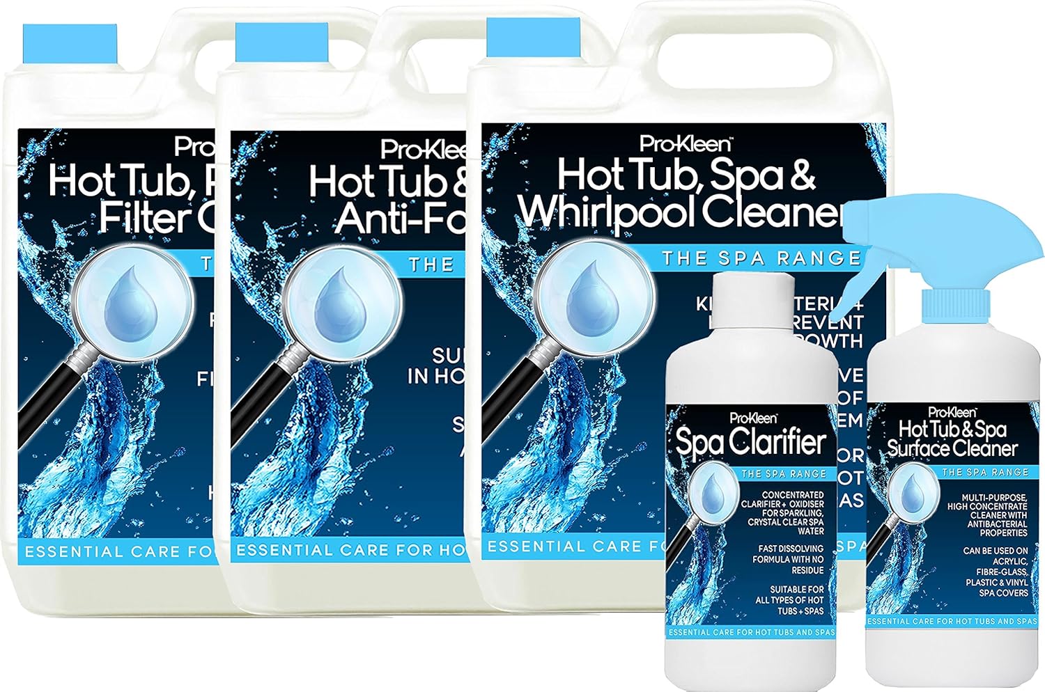 ProKleen Whirlpool, AntiFoam, Filter Cartridge, Spa Clarifier and 1