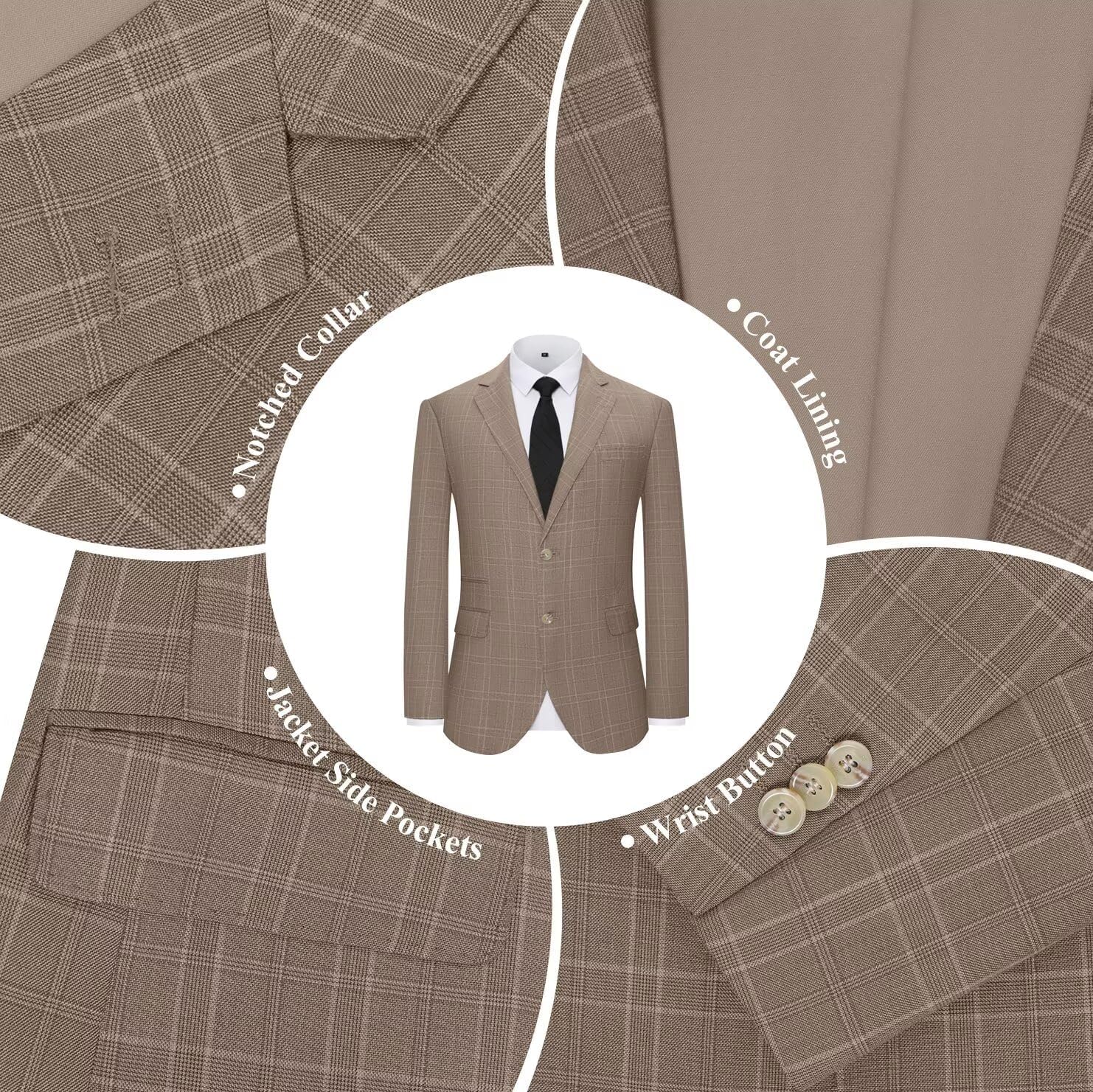 Men's Suit Jacket Blazer Casual Plaid Stripe Slim Fit Single Breasted Mens Tuxedos Jackets Party Sport Coats Blazers - Image 2