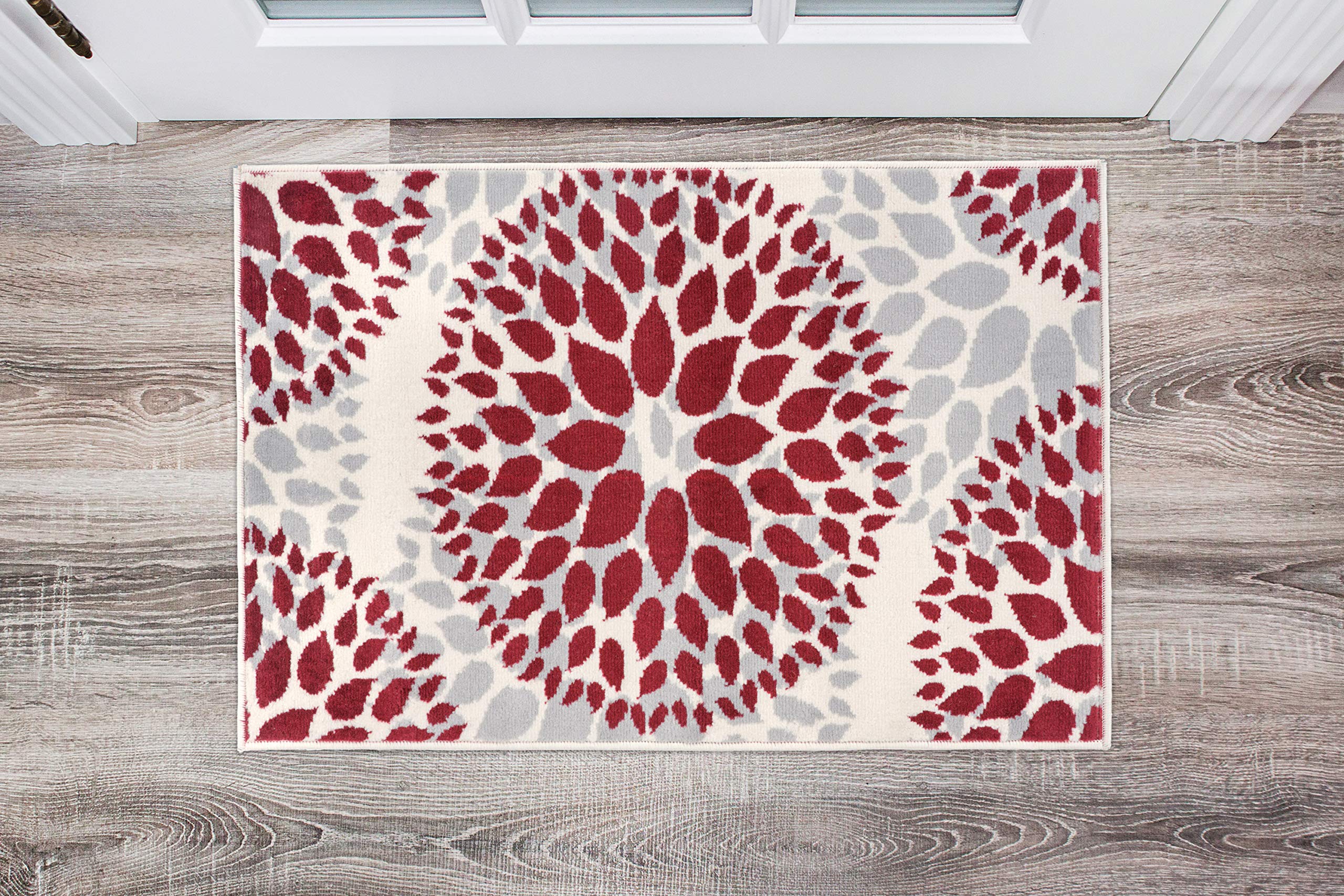 Rugshop Modern Floral Circles Design for Living Room,Bedroom,Home Office,Kitchen Non Shedding Area Rug 2' x 3' Red