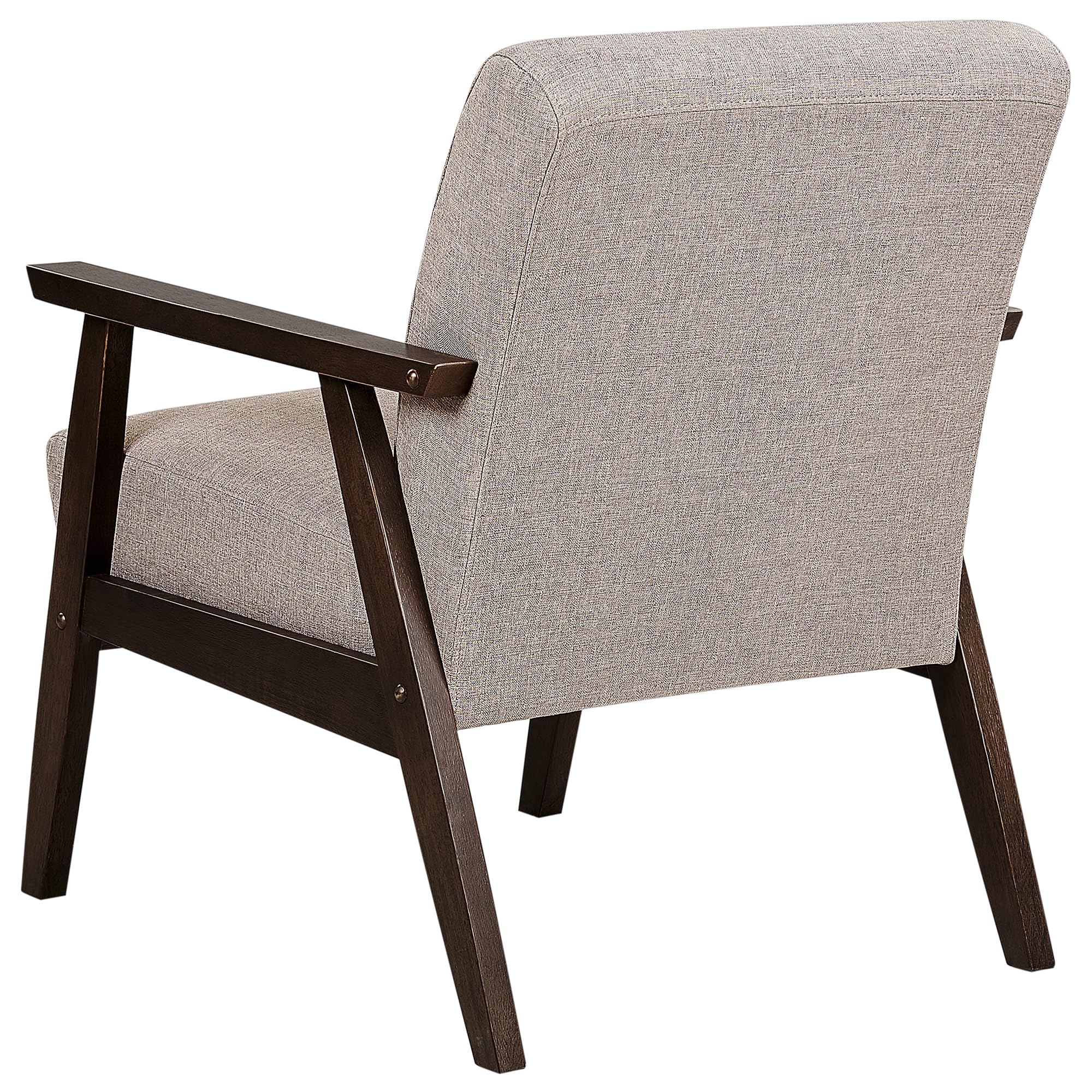 Beliani Retro Wohnzimmer Sessel Stoffbezug beige Taupe mit Armlehnen Holzgestell Asnes