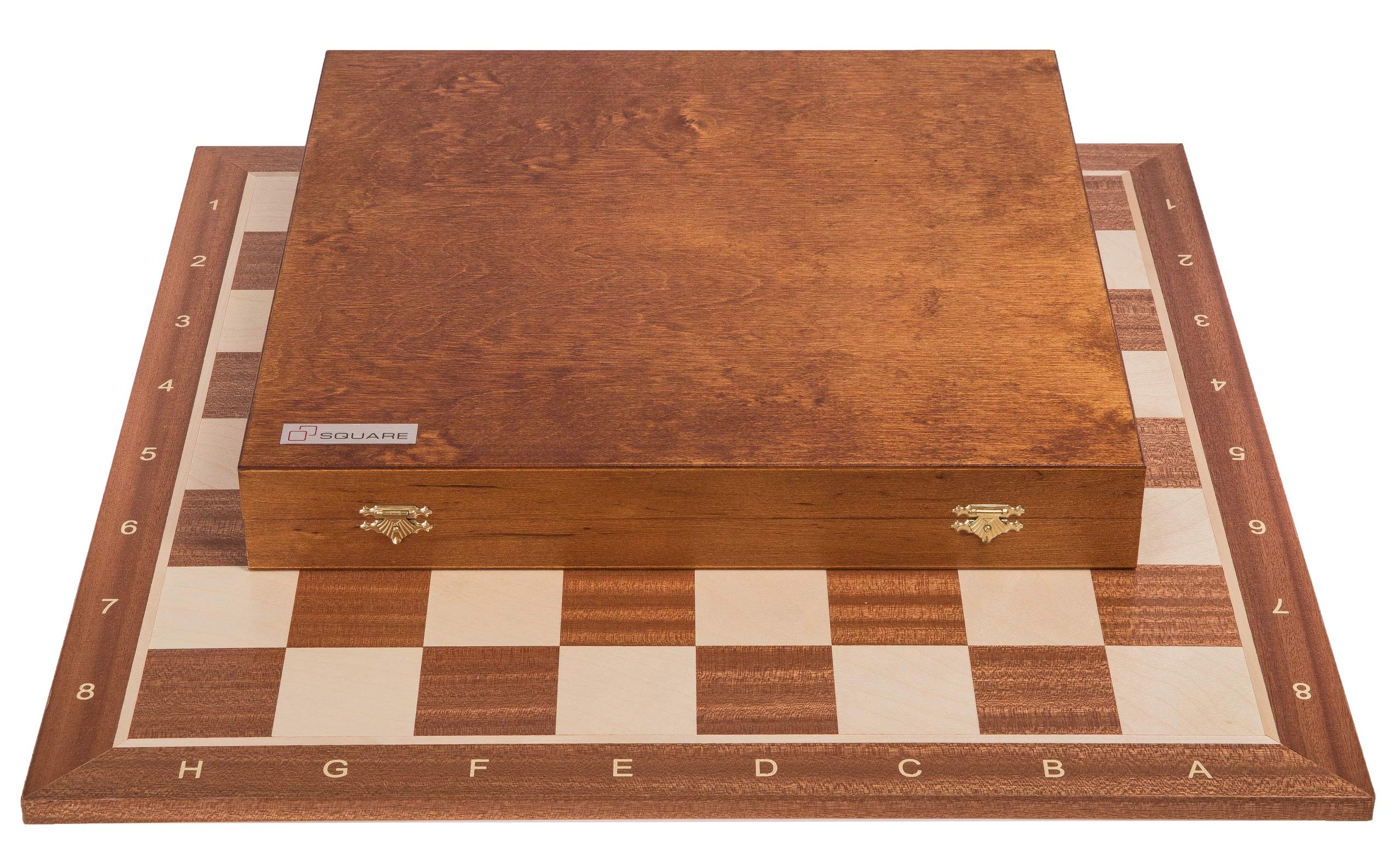 Square - Pro Schach Set Nr. 6 Mahagoni LUX + 2 Extra Damen - Schachbrett + Schachfiguren Staunton 6 + Kasten - Schachspiel aus Holz