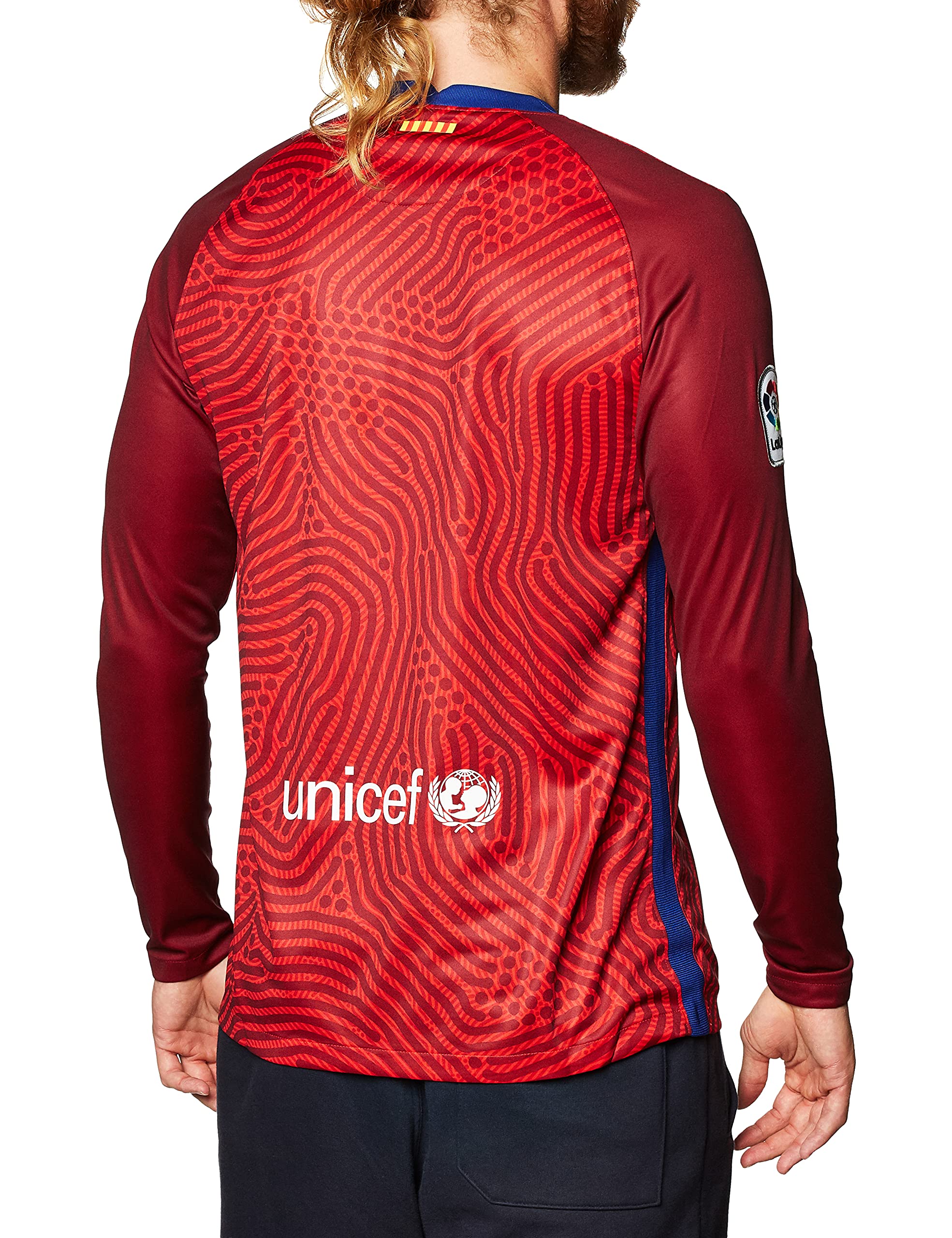 NIKE 2020-2021 Barcelona Away Goalkeeper Football Soccer T-Shirt Camiseta (Red)
